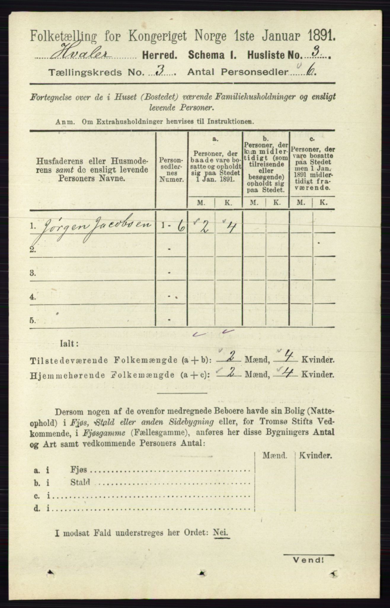 RA, 1891 census for 0111 Hvaler, 1891, p. 1742