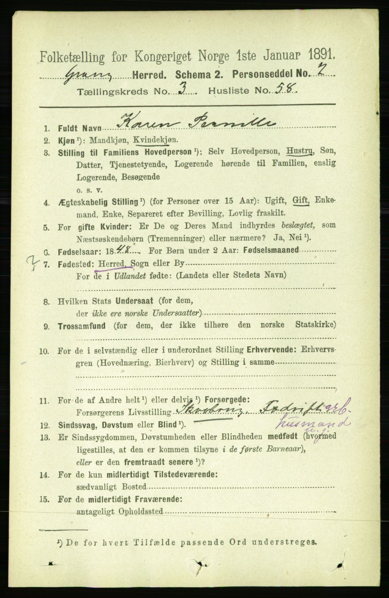 RA, 1891 census for 1742 Grong, 1891, p. 1438