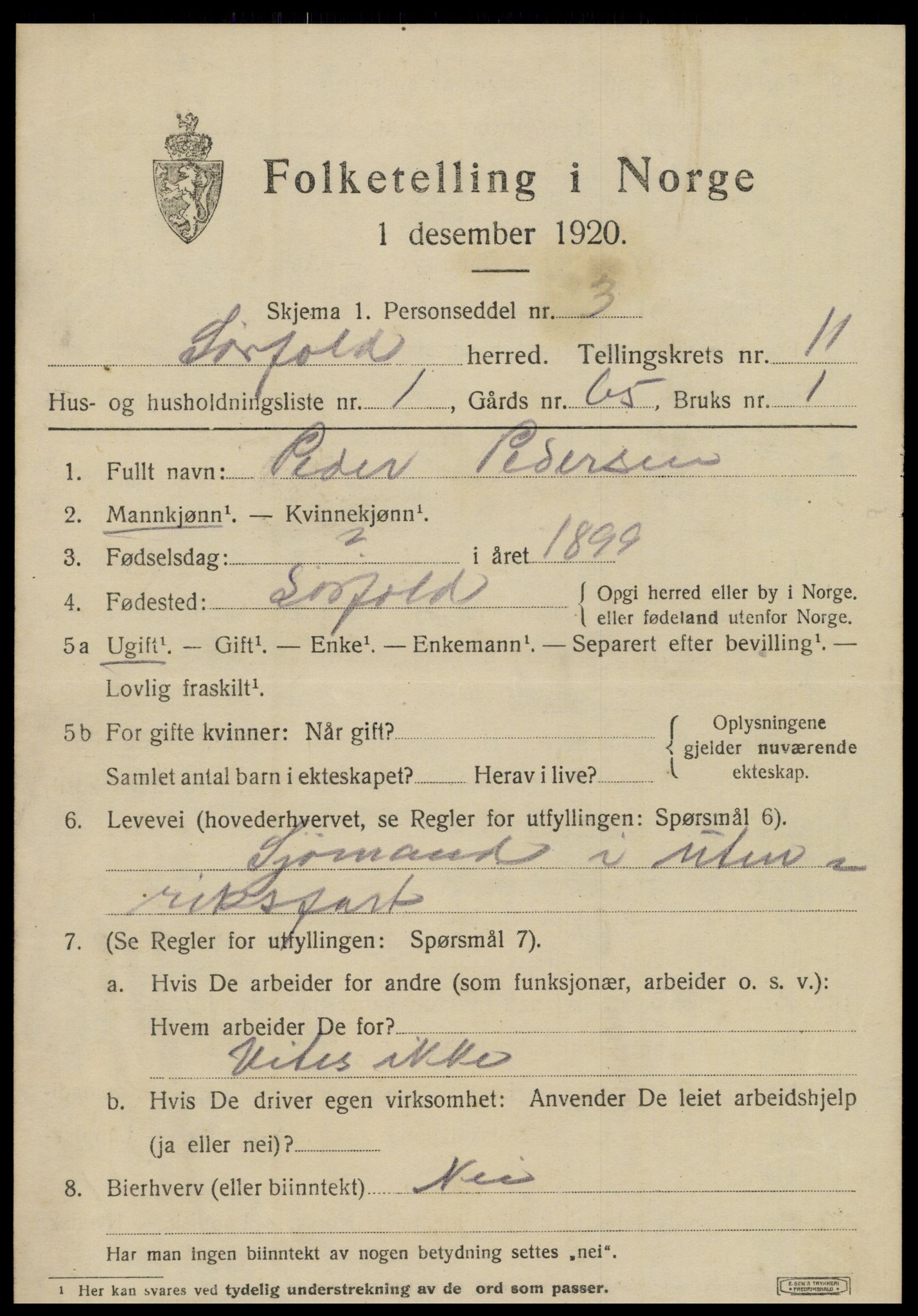 SAT, 1920 census for Sørfold, 1920, p. 5647