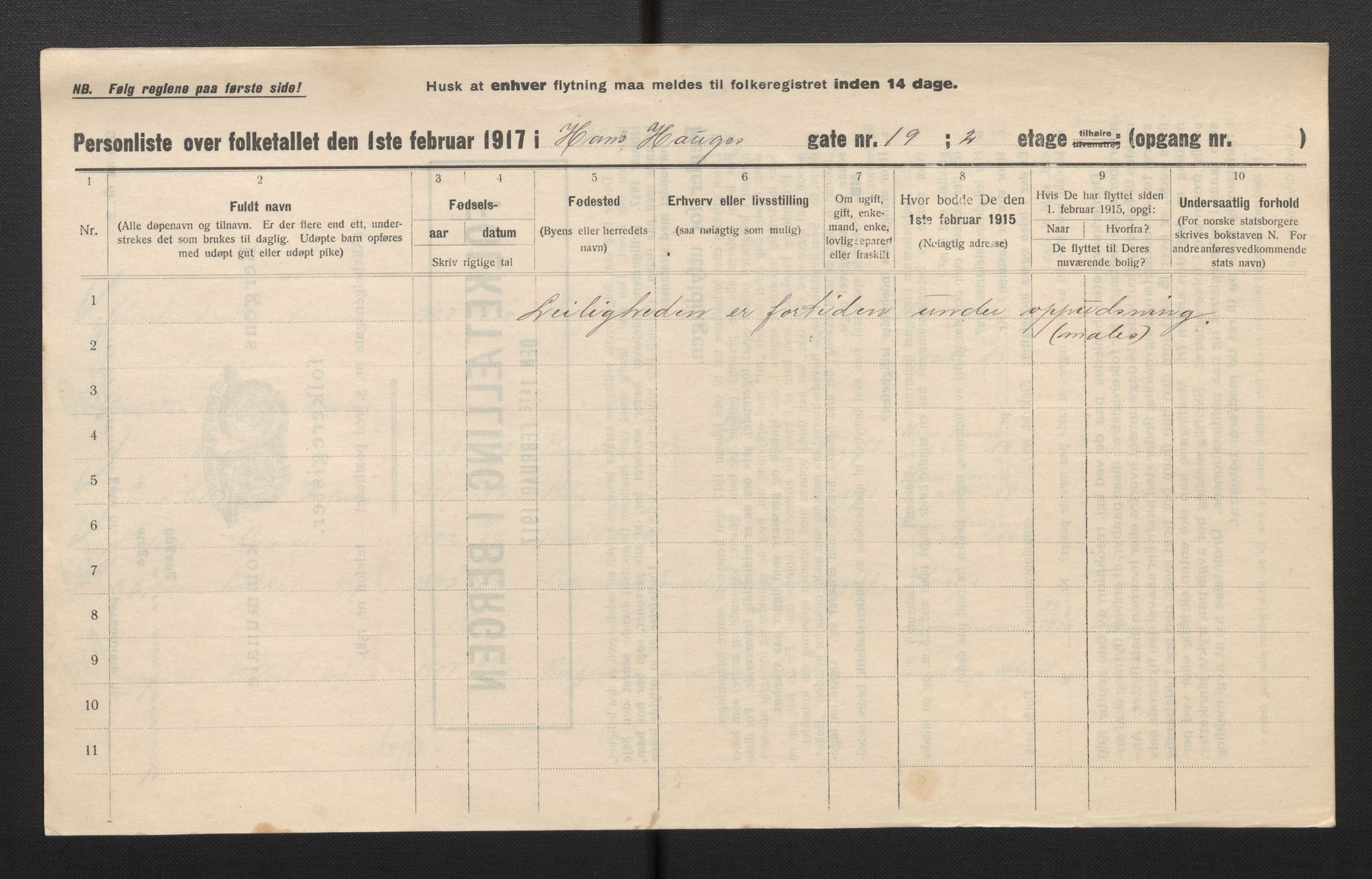 SAB, Municipal Census 1917 for Bergen, 1917, p. 11893