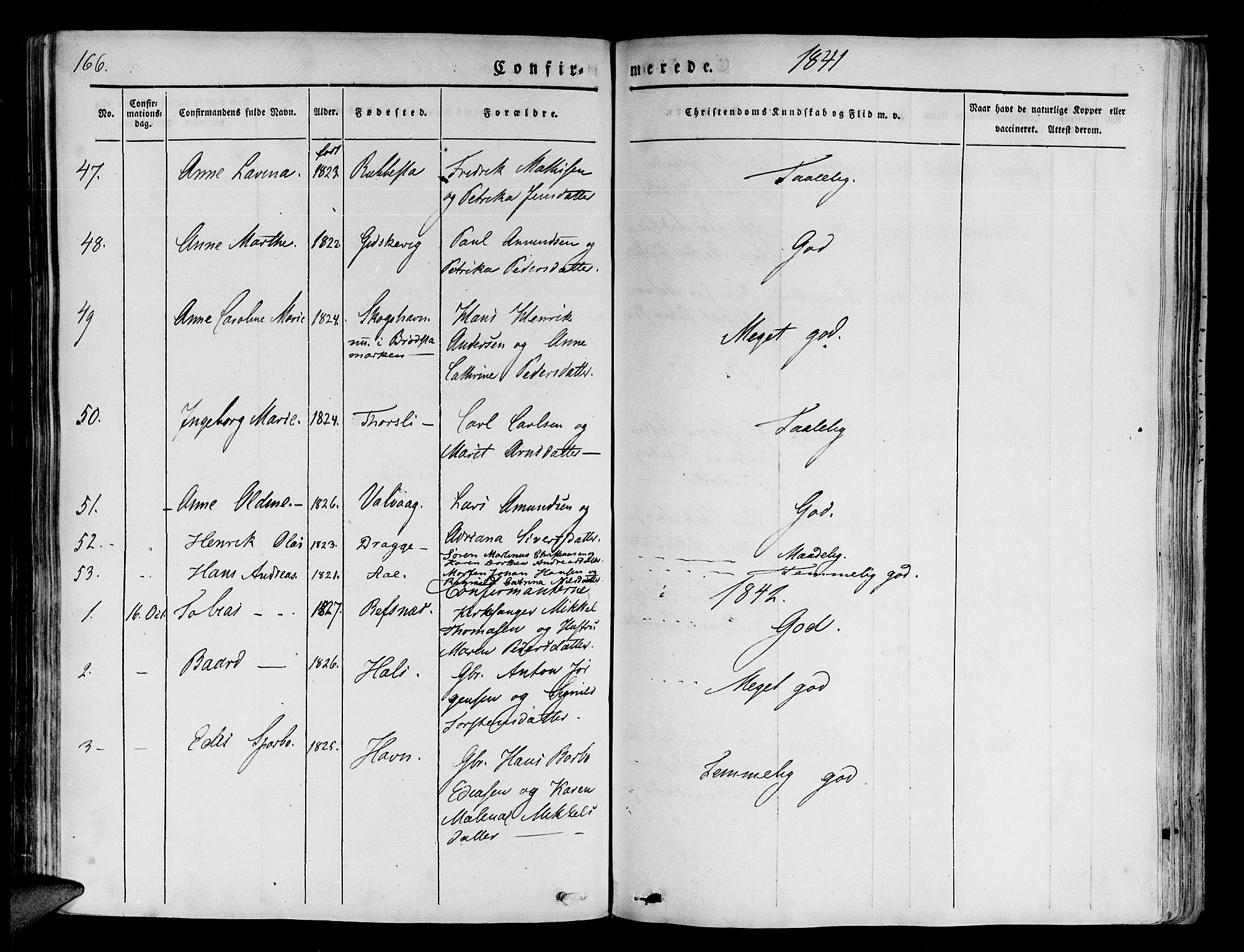 Tranøy sokneprestkontor, SATØ/S-1313/I/Ia/Iaa/L0005kirke: Parish register (official) no. 5, 1829-1844, p. 166