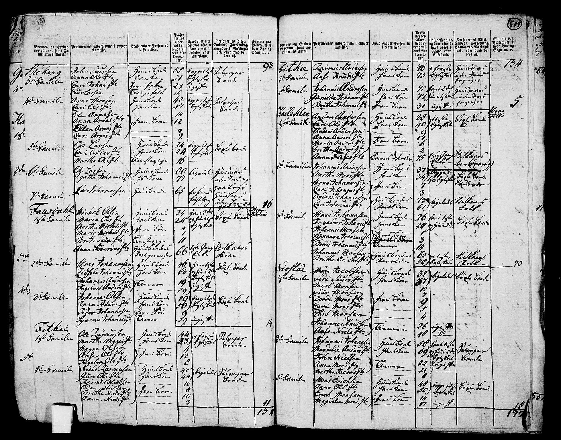 RA, 1801 census for 1250P Haus, 1801, p. 508b-509a