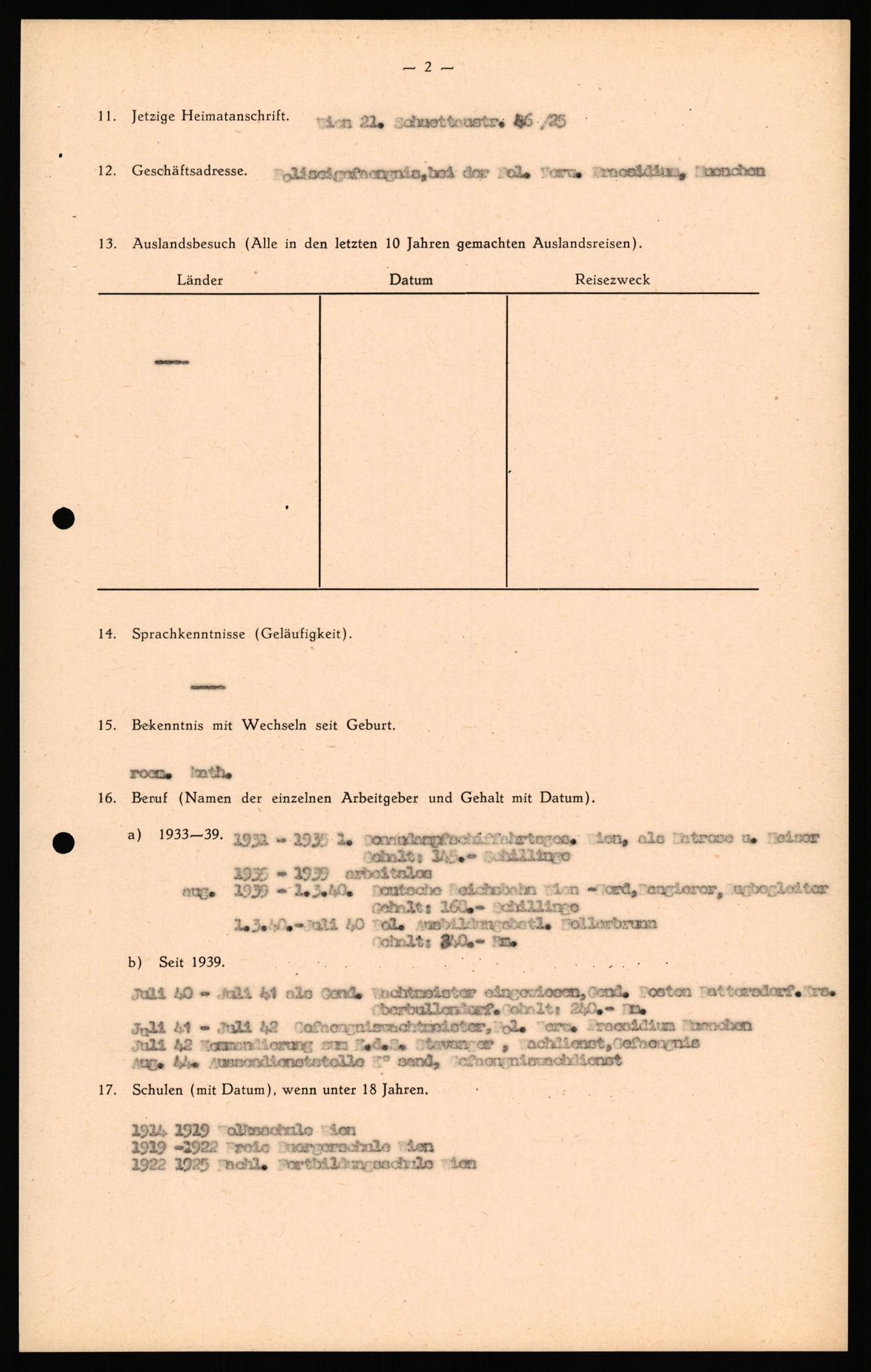 Forsvaret, Forsvarets overkommando II, AV/RA-RAFA-3915/D/Db/L0039: CI Questionaires. Tyske okkupasjonsstyrker i Norge. Østerrikere., 1945-1946, p. 176