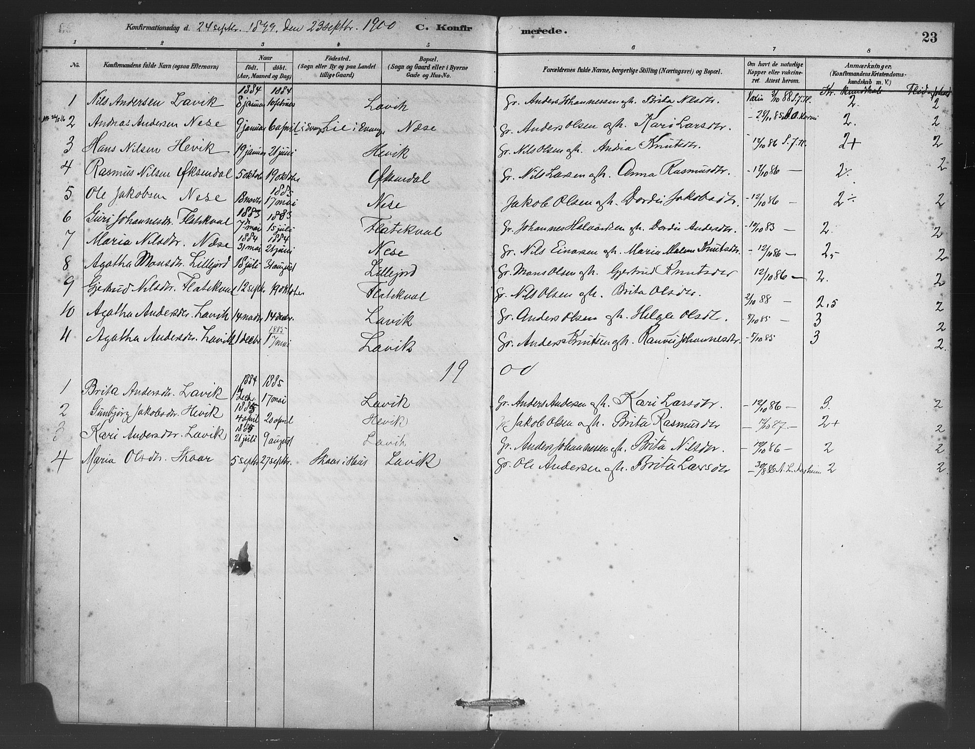 Vaksdal Sokneprestembete, SAB/A-78901/H/Haa: Parish register (official) no. C 1, 1881-1900, p. 23
