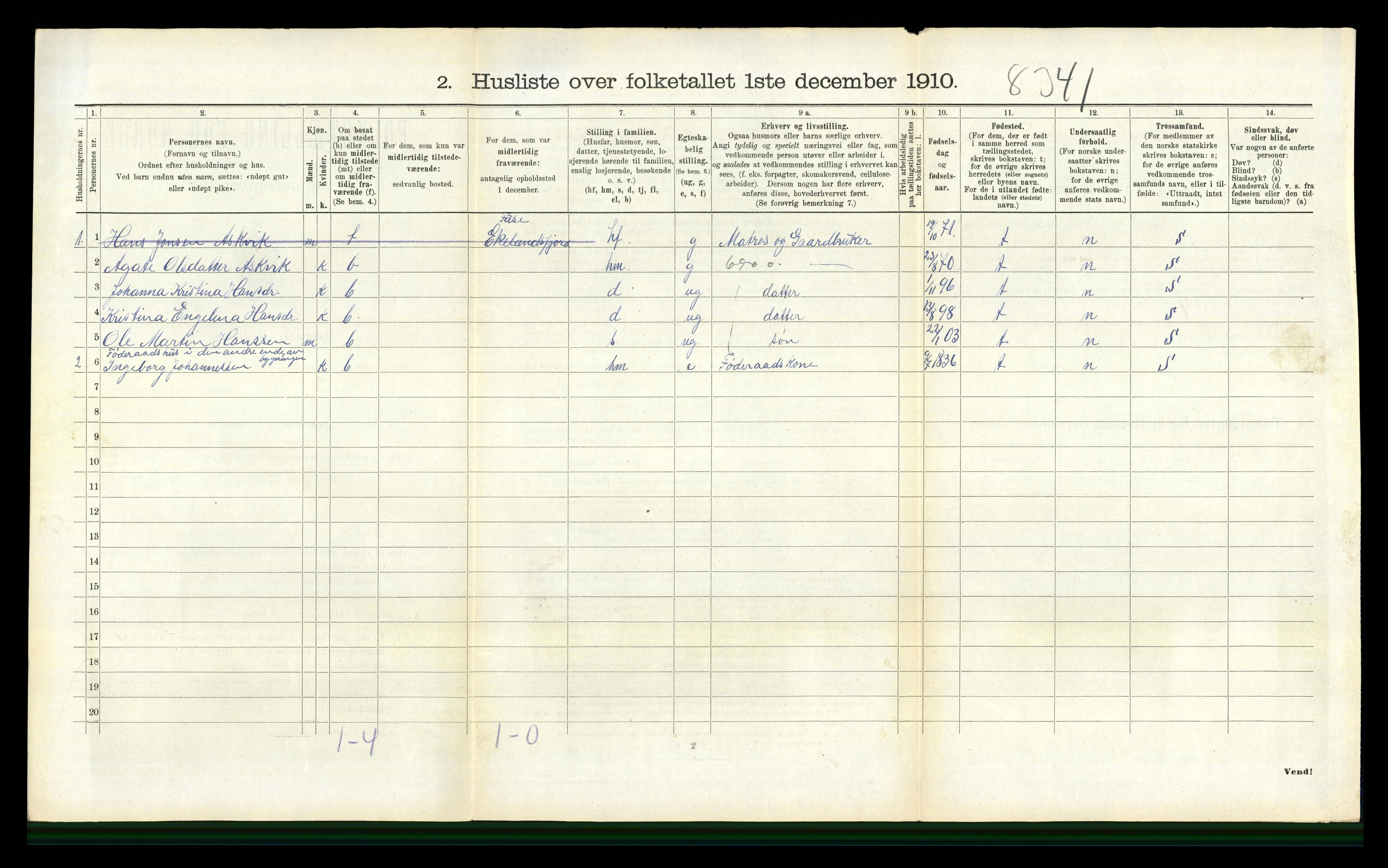 RA, 1910 census for Os, 1910, p. 349