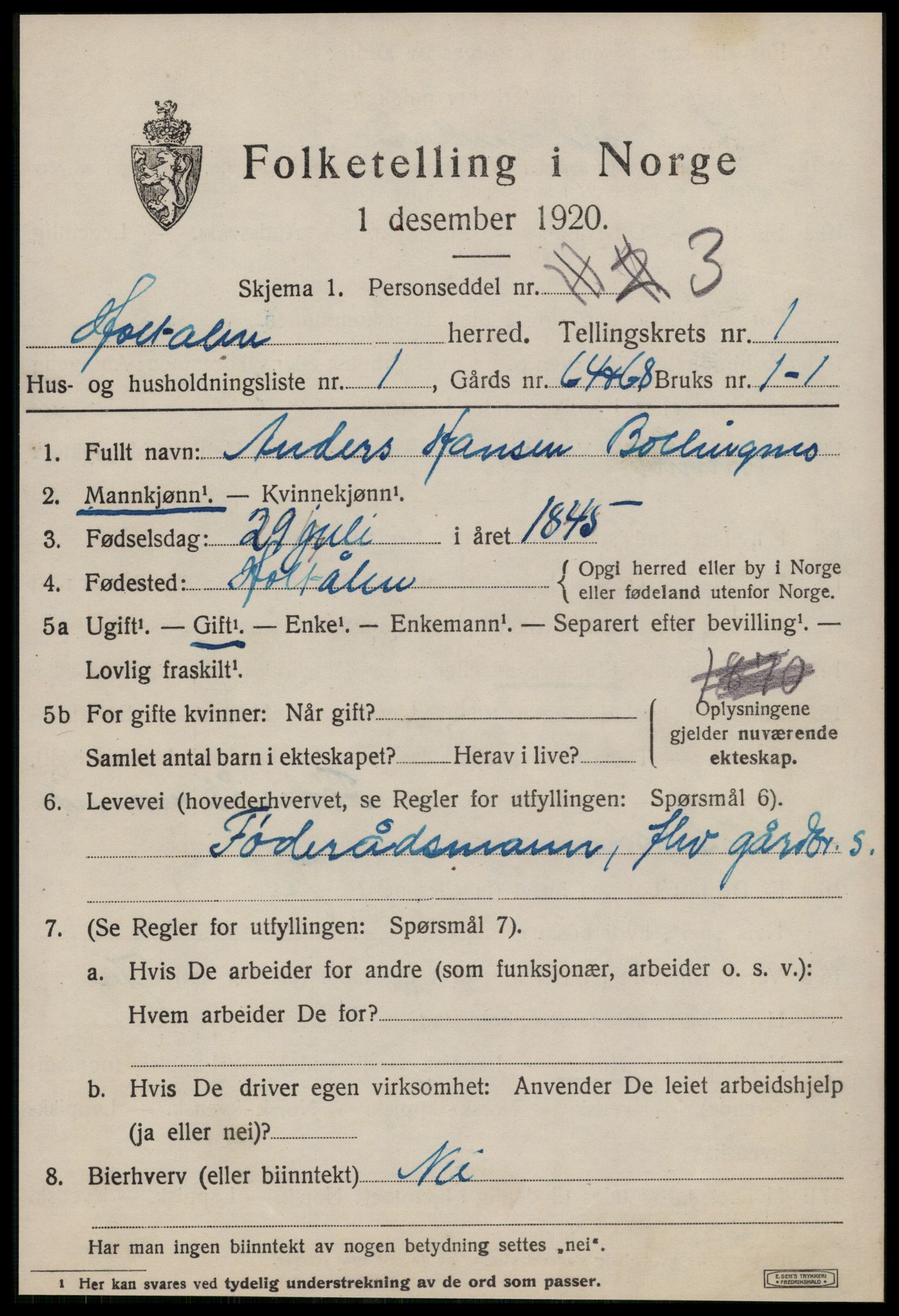 SAT, 1920 census for Haltdalen, 1920, p. 368