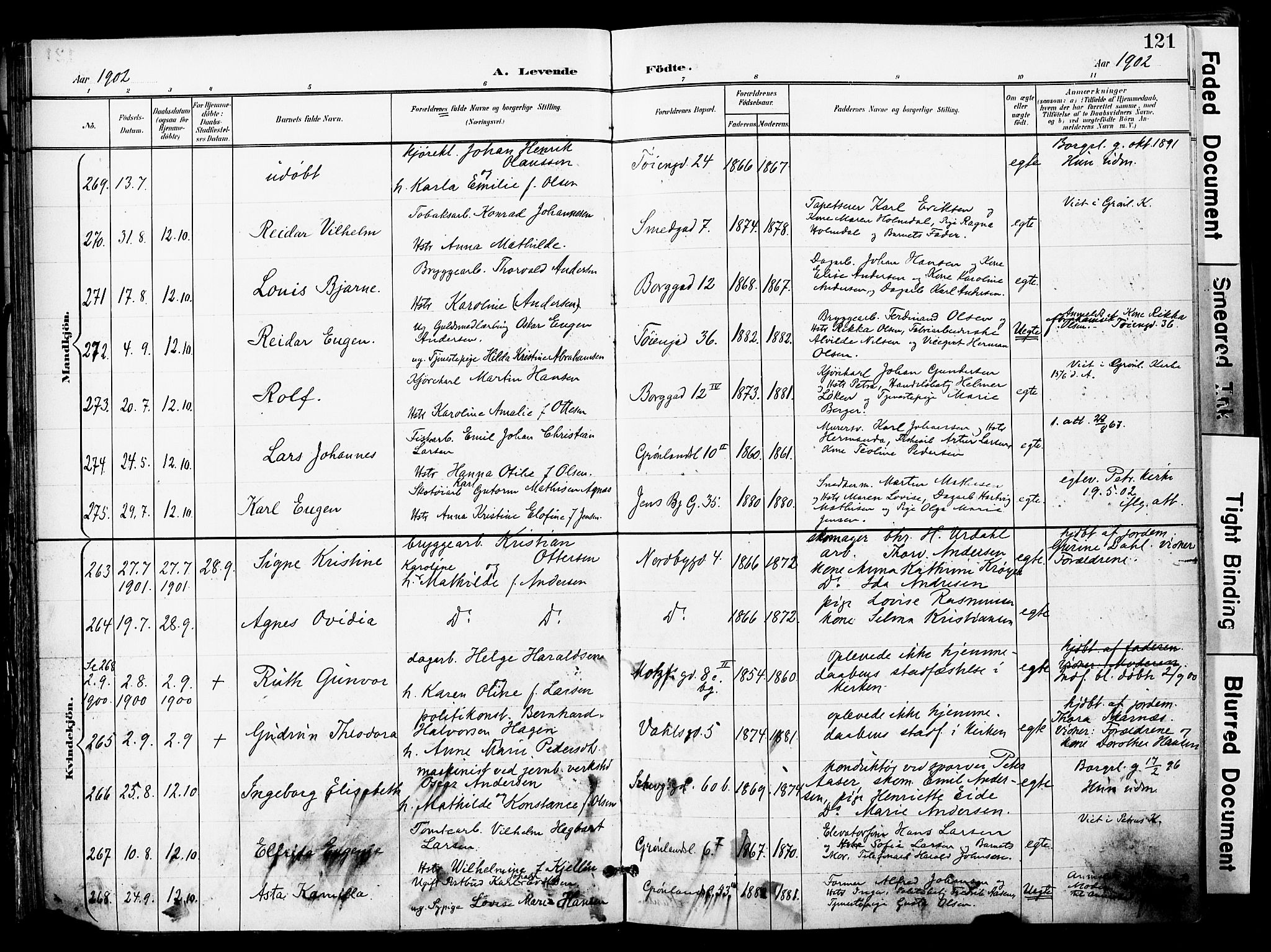 Grønland prestekontor Kirkebøker, SAO/A-10848/F/Fa/L0014: Parish register (official) no. 14, 1900-1911, p. 121