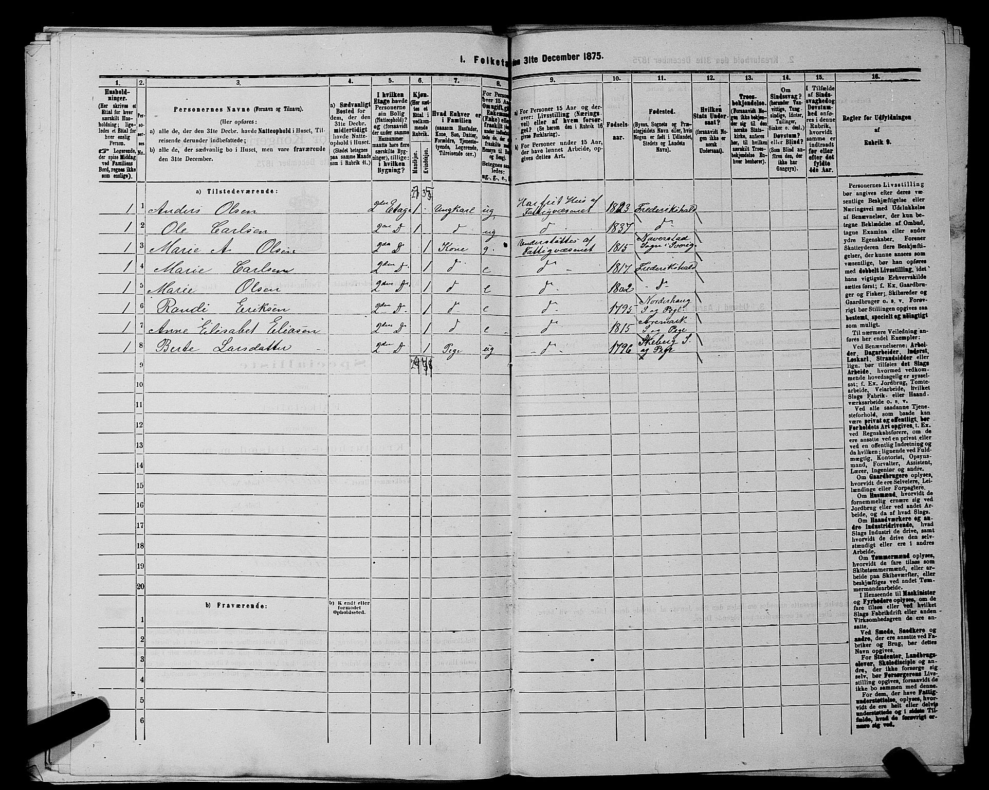 RA, 1875 census for 0101P Fredrikshald, 1875, p. 468