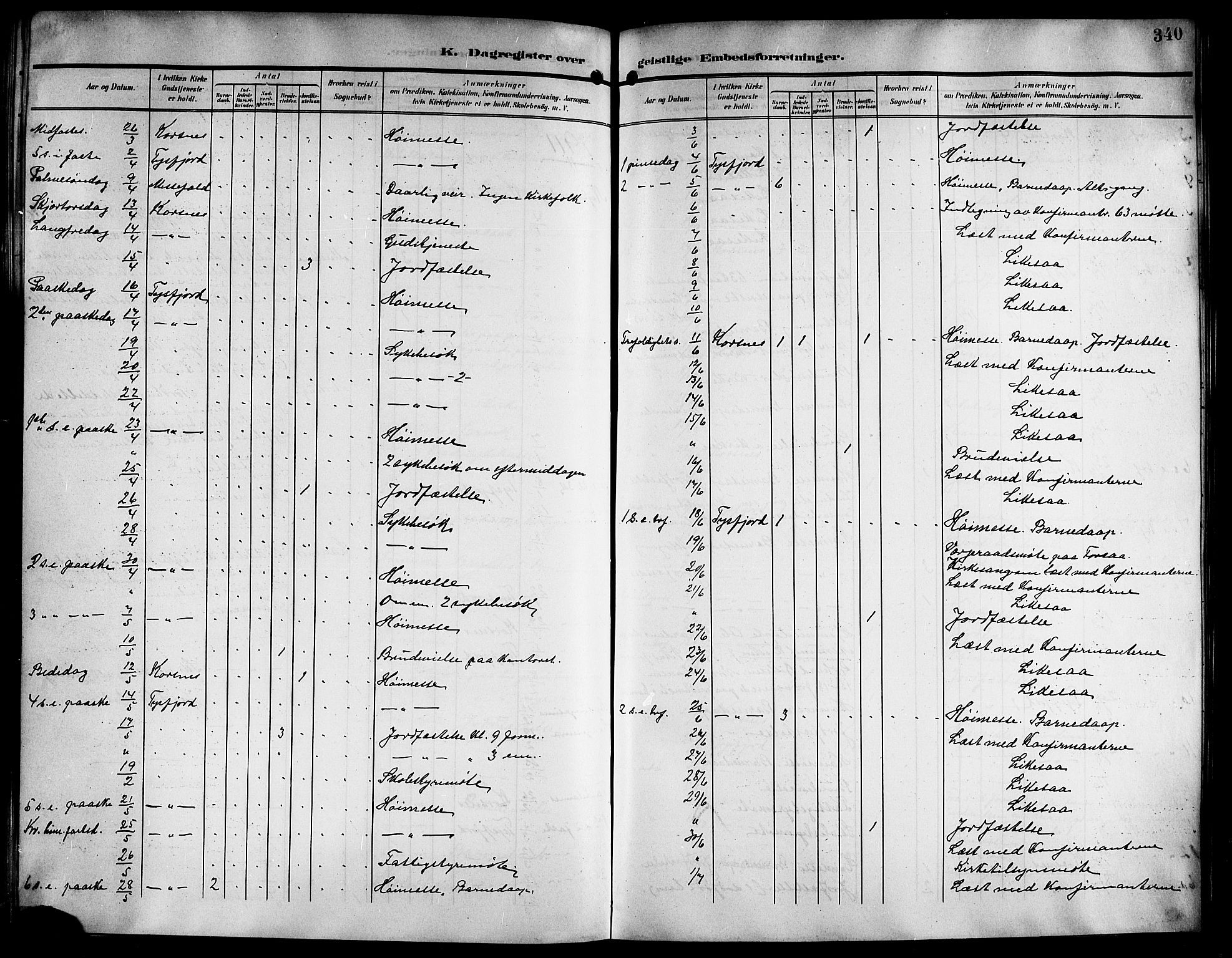 Ministerialprotokoller, klokkerbøker og fødselsregistre - Nordland, AV/SAT-A-1459/861/L0877: Parish register (copy) no. 861C03, 1903-1919, p. 340