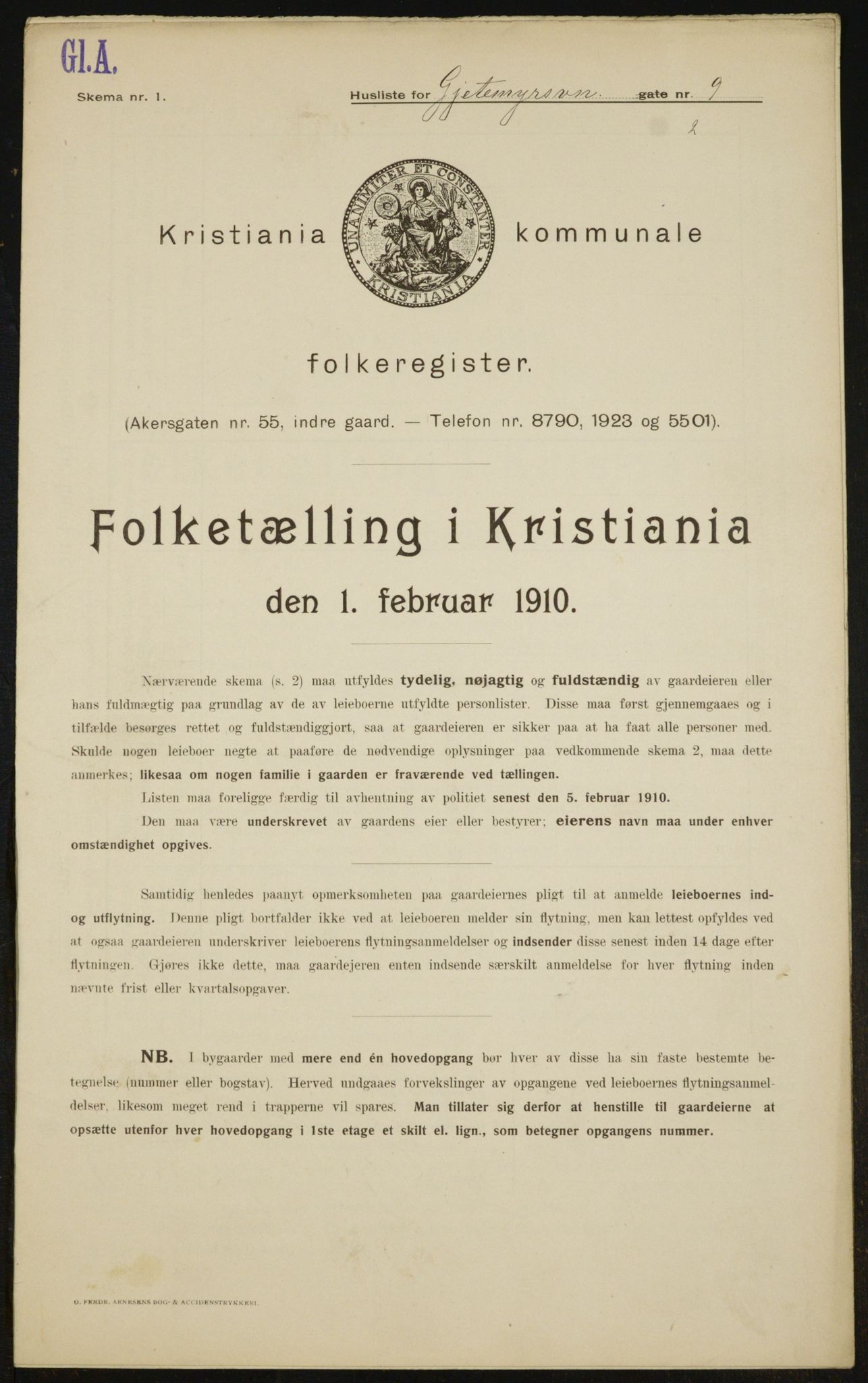 OBA, Municipal Census 1910 for Kristiania, 1910, p. 27329