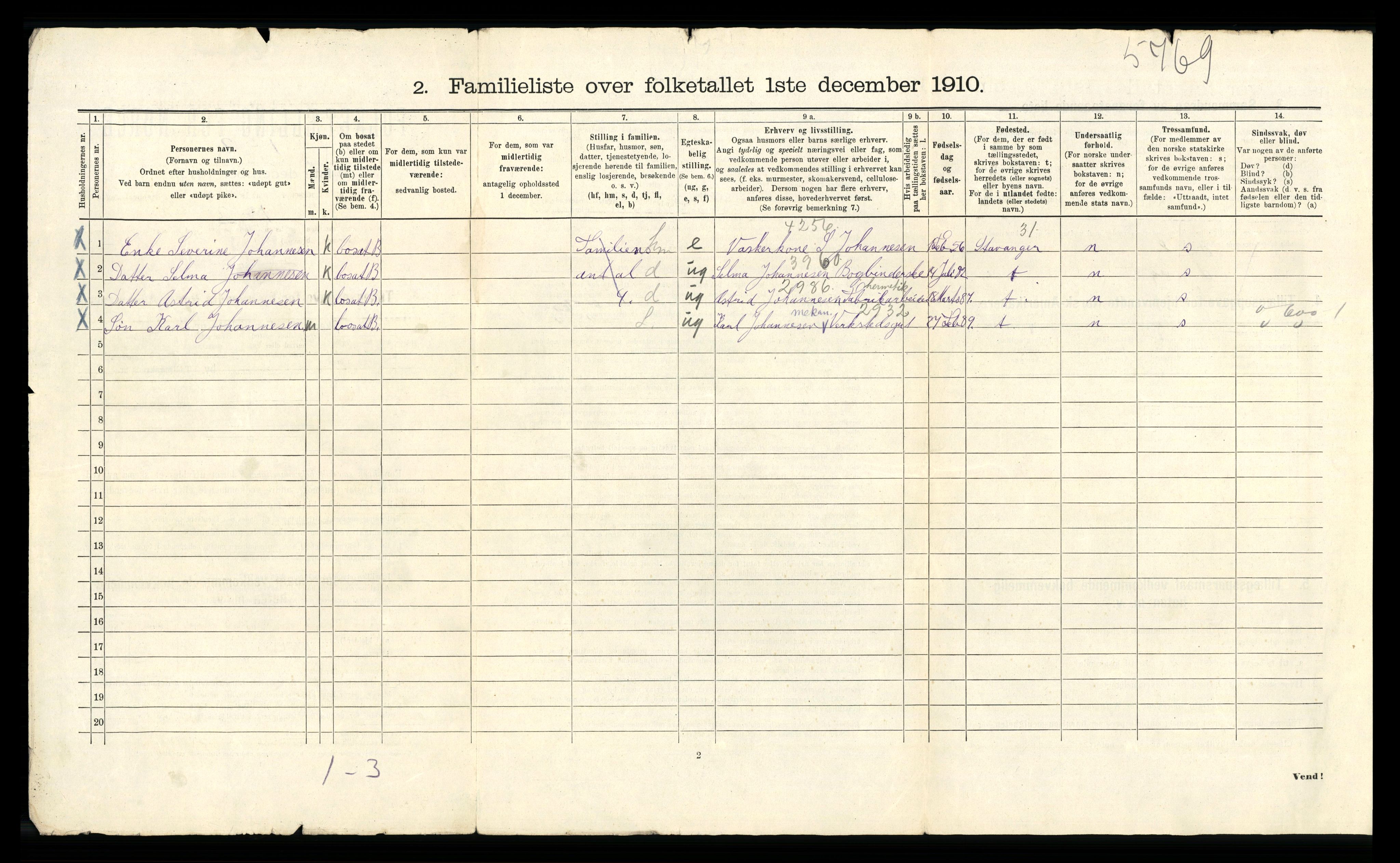 RA, 1910 census for Bergen, 1910, p. 19058