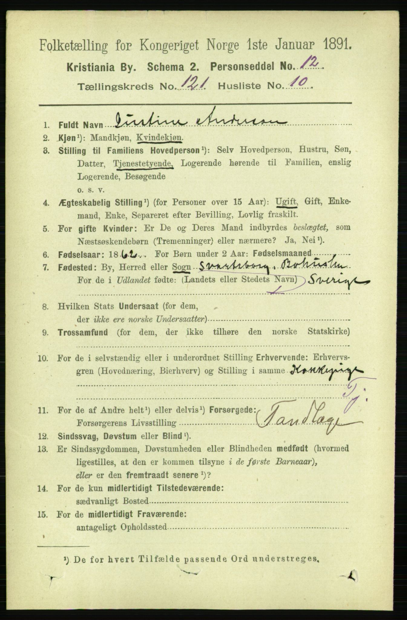 RA, 1891 census for 0301 Kristiania, 1891, p. 64581