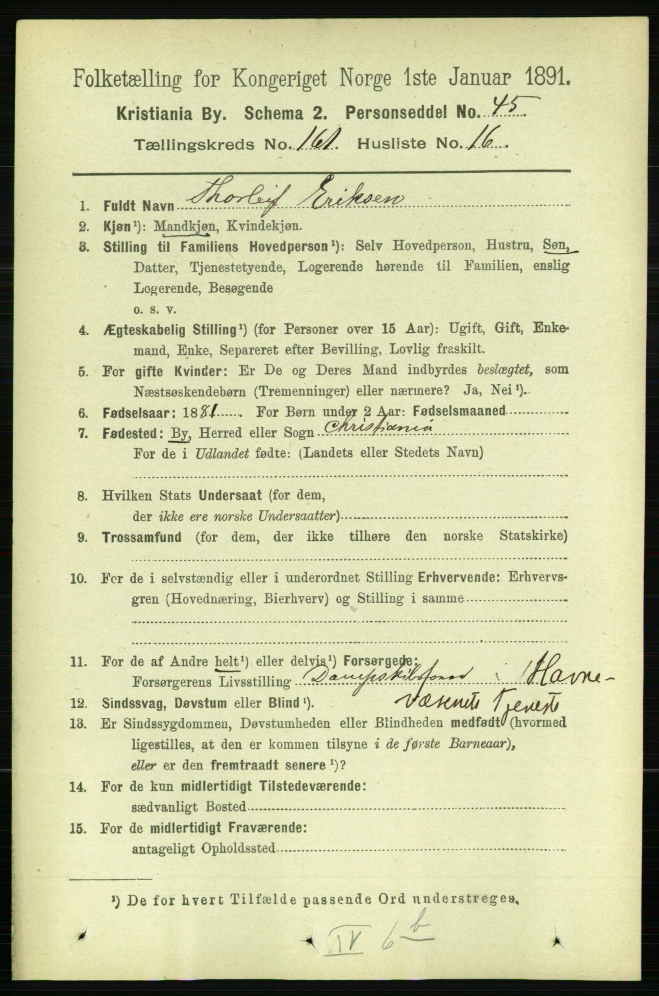 RA, 1891 census for 0301 Kristiania, 1891, p. 91897