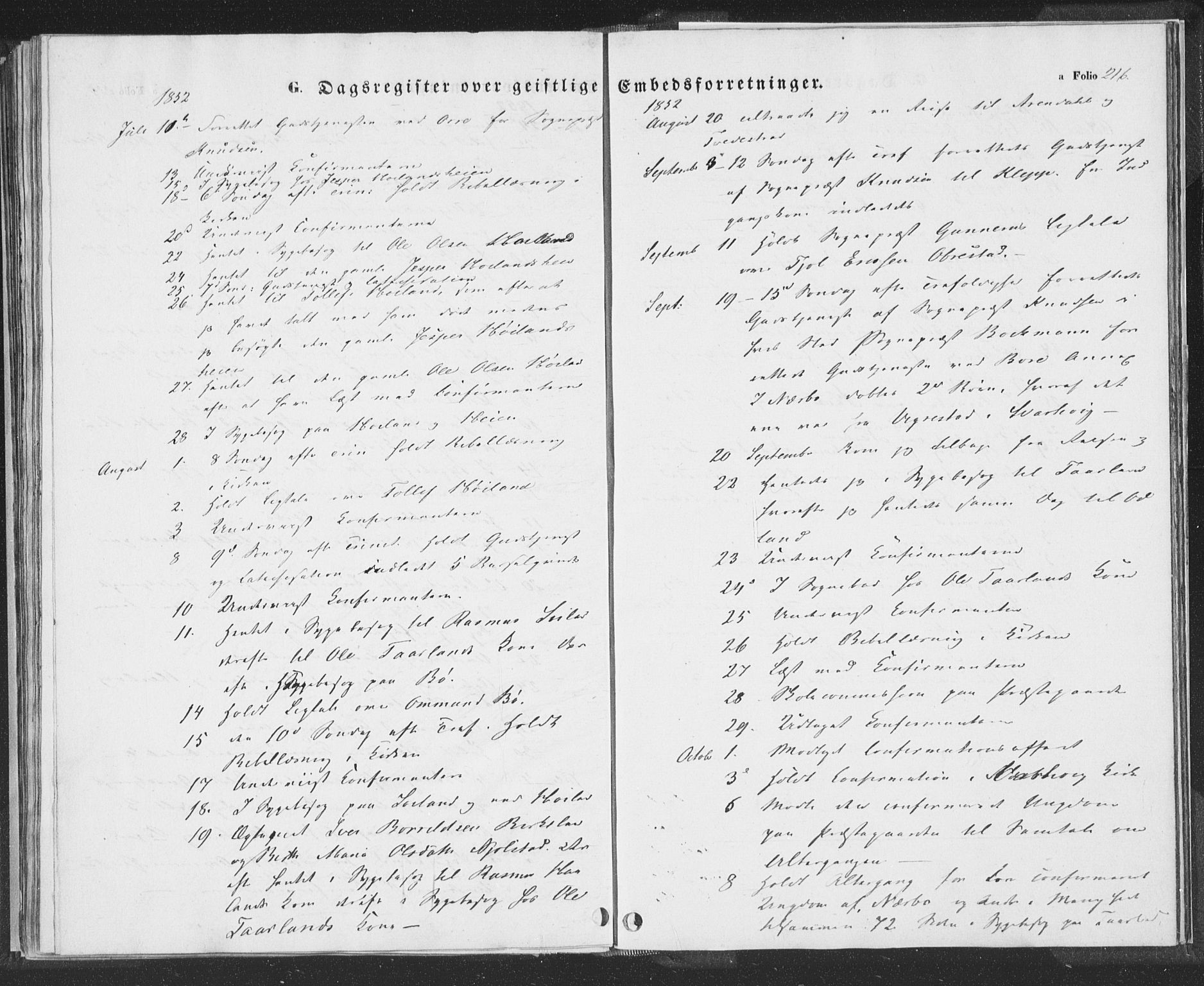 Hå sokneprestkontor, SAST/A-101801/001/30BA/L0006: Parish register (official) no. A 5, 1842-1853, p. 216