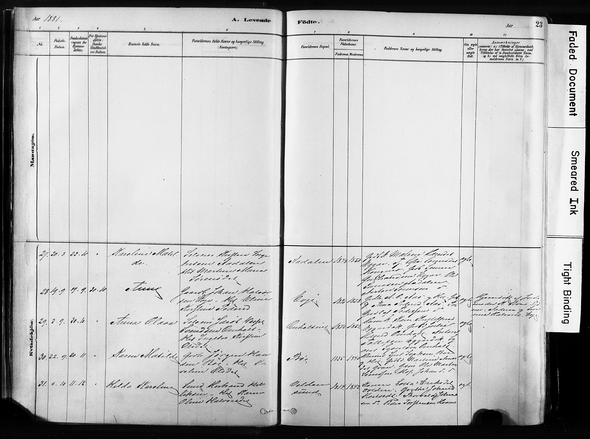 Sandsvær kirkebøker, AV/SAKO-A-244/F/Fb/L0001: Parish register (official) no. II 1, 1878-1906, p. 23