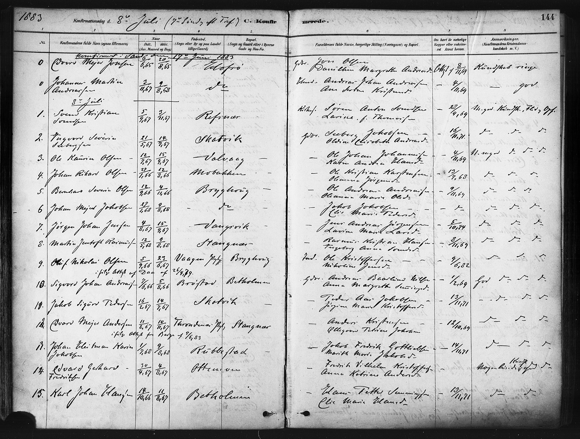 Tranøy sokneprestkontor, AV/SATØ-S-1313/I/Ia/Iaa/L0009kirke: Parish register (official) no. 9, 1878-1904, p. 144