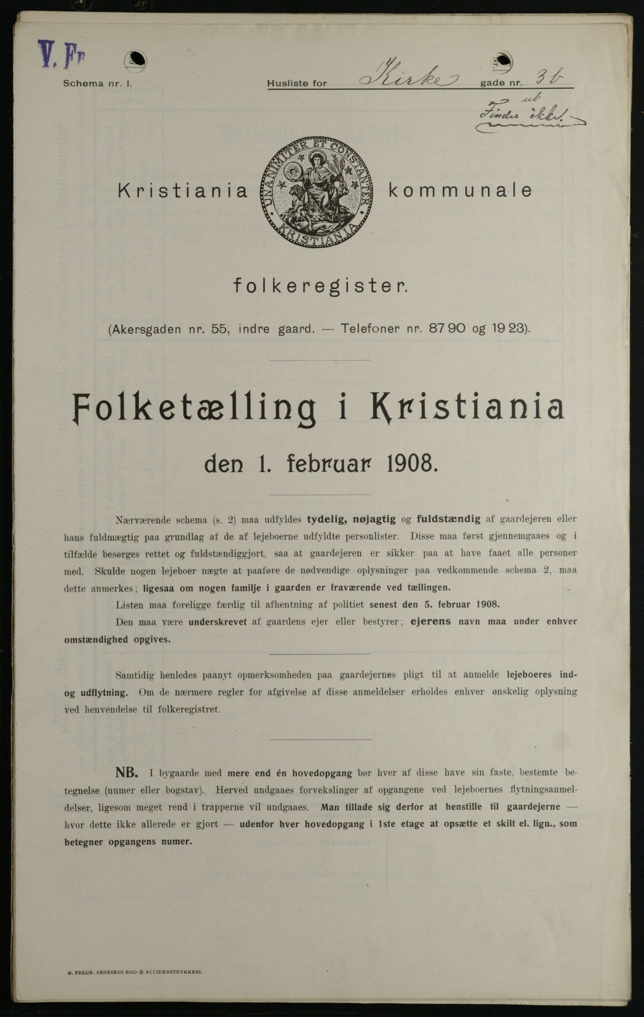 OBA, Municipal Census 1908 for Kristiania, 1908, p. 44513