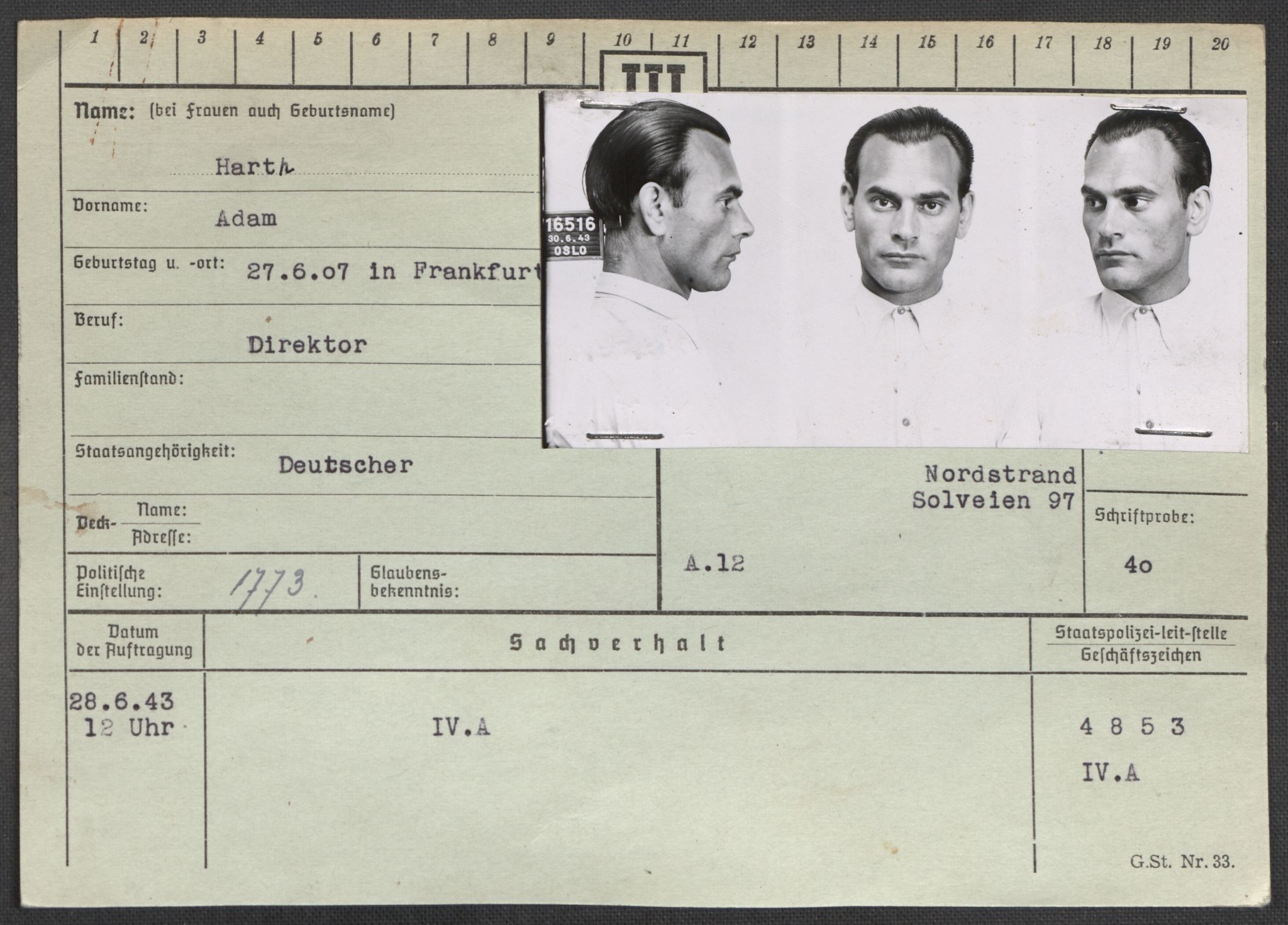 Befehlshaber der Sicherheitspolizei und des SD, AV/RA-RAFA-5969/E/Ea/Eaa/L0004: Register over norske fanger i Møllergata 19: Hal-Hæ, 1940-1945, p. 631