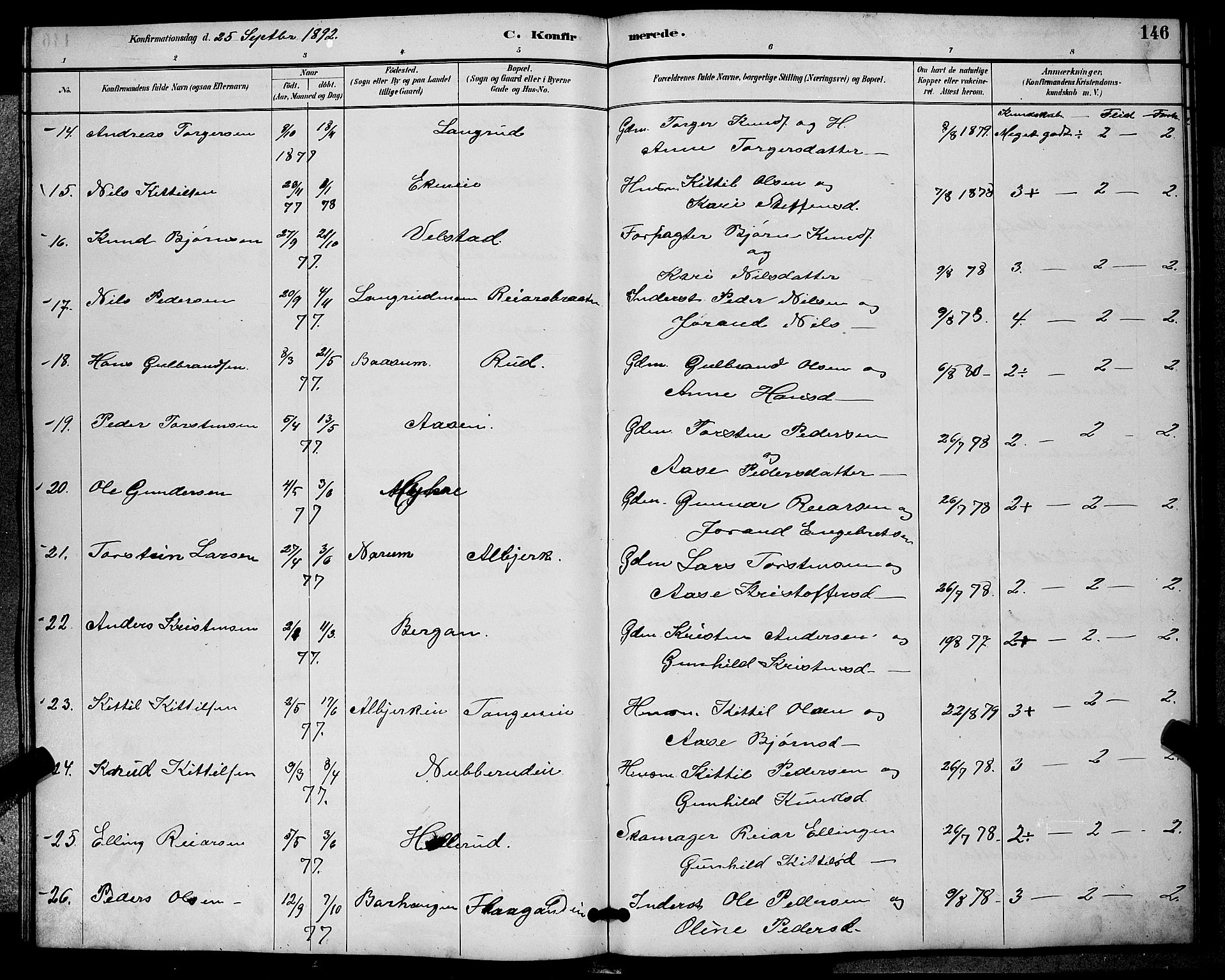 Sigdal kirkebøker, AV/SAKO-A-245/G/Ga/L0005: Parish register (copy) no. I 5, 1886-1900, p. 146