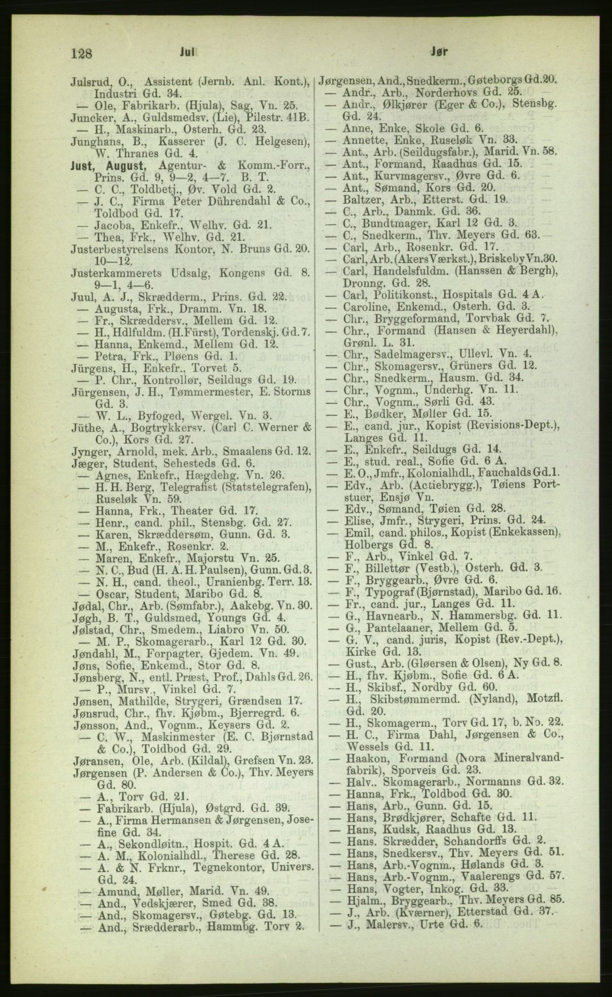 Kristiania/Oslo adressebok, PUBL/-, 1883, p. 128