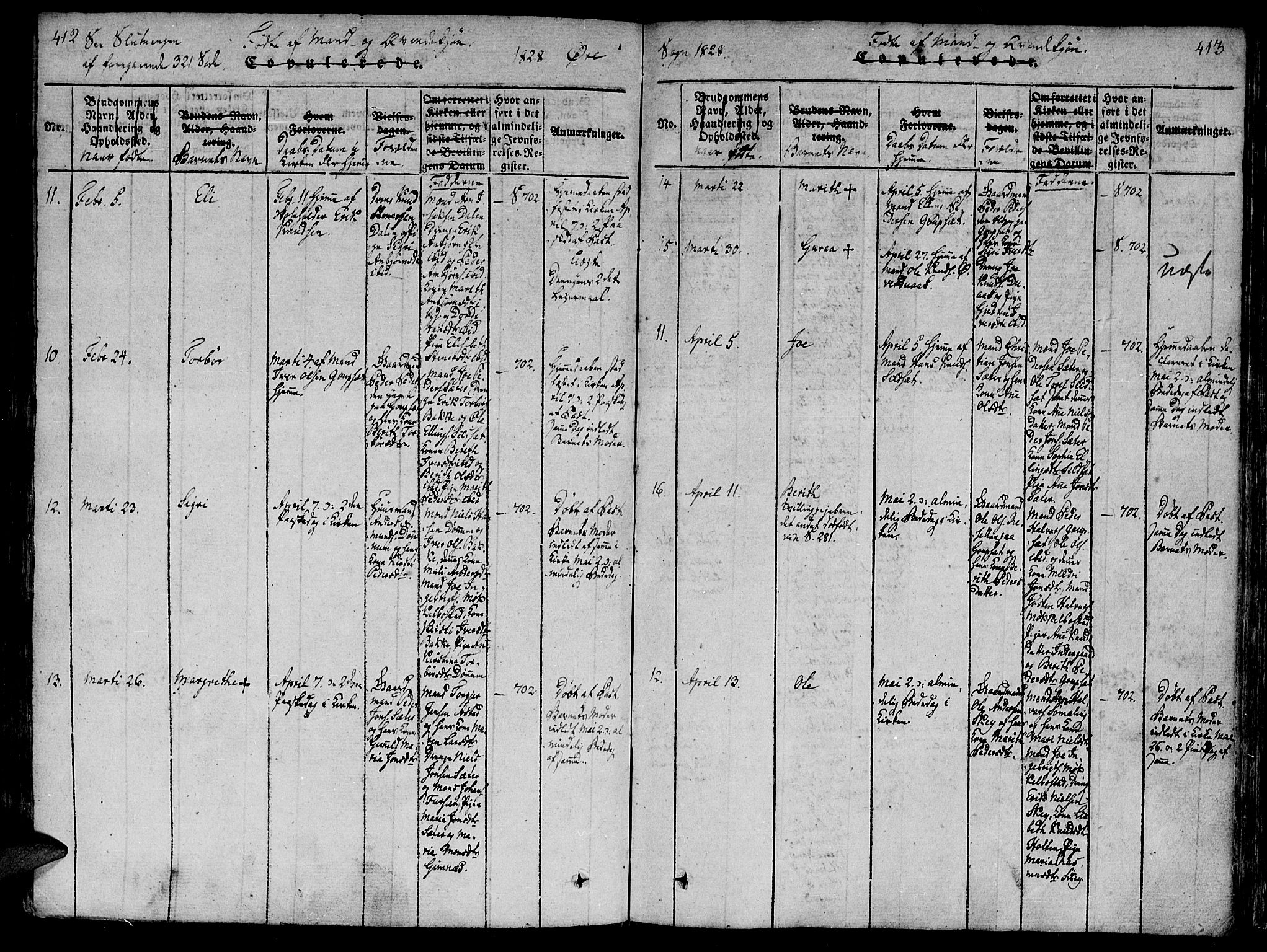 Ministerialprotokoller, klokkerbøker og fødselsregistre - Møre og Romsdal, AV/SAT-A-1454/586/L0982: Parish register (official) no. 586A08, 1819-1829, p. 412-413