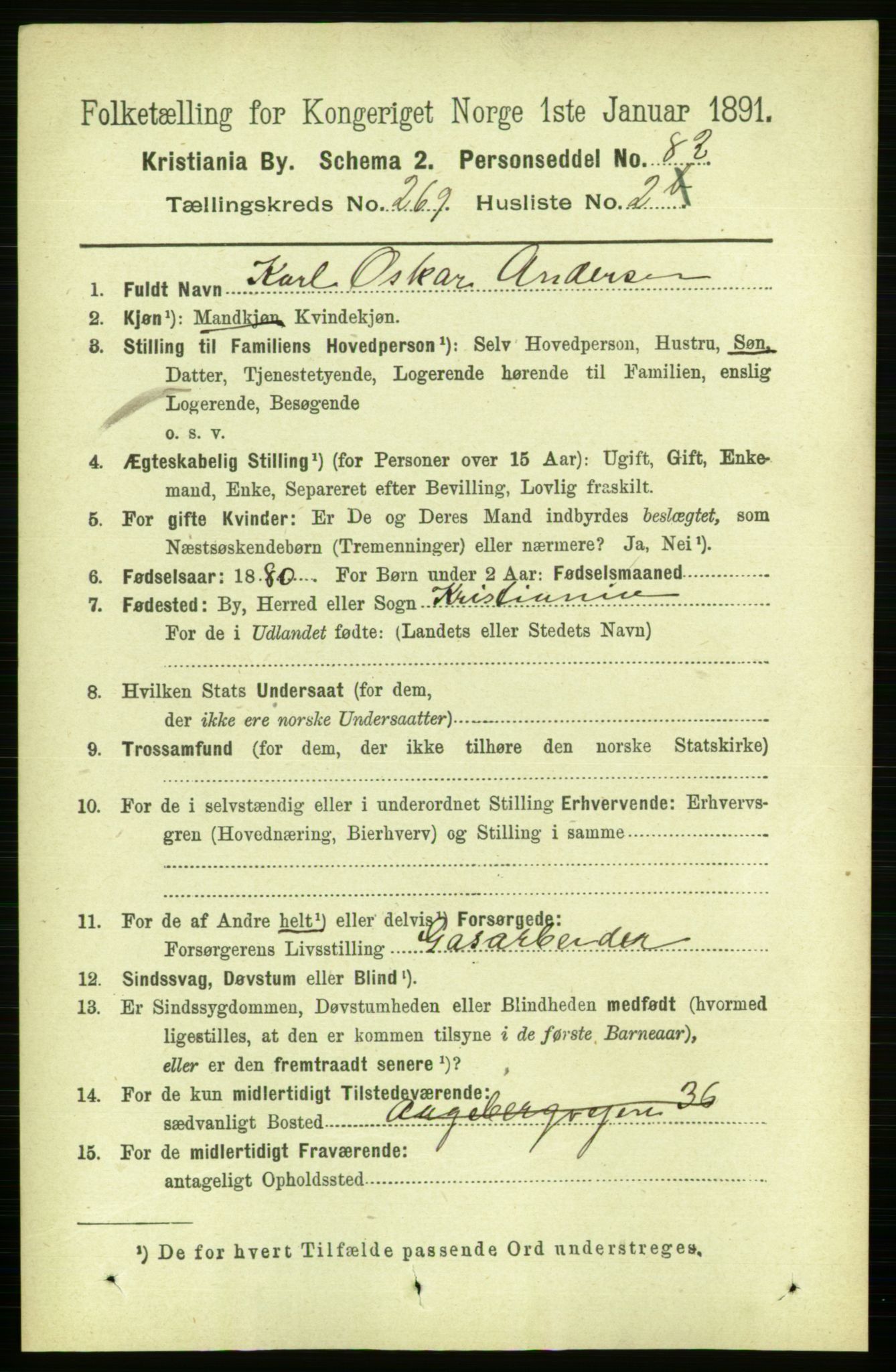 RA, 1891 census for 0301 Kristiania, 1891, p. 163049