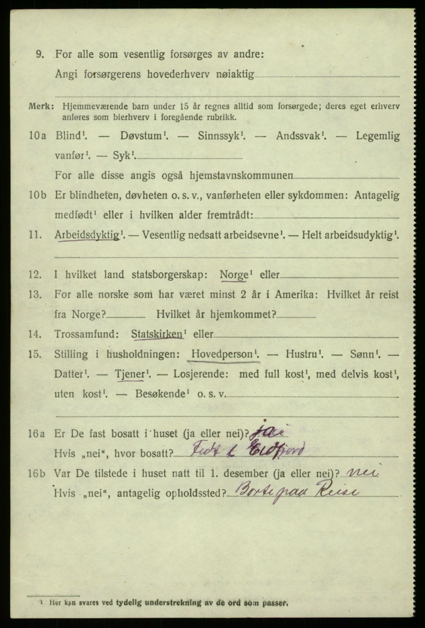 SAB, 1920 census for Eidfjord, 1920, p. 1917