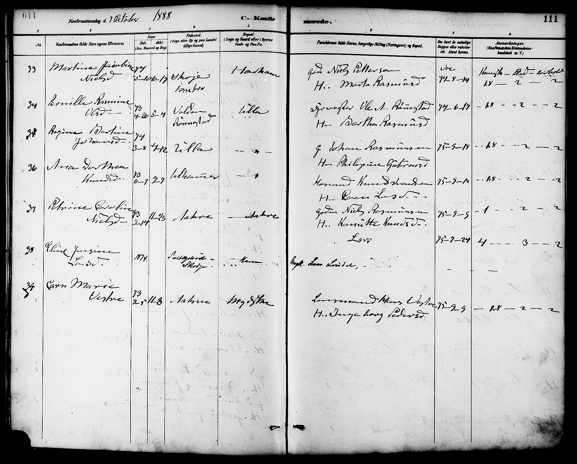 Ministerialprotokoller, klokkerbøker og fødselsregistre - Møre og Romsdal, AV/SAT-A-1454/536/L0501: Parish register (official) no. 536A10, 1884-1896, p. 111