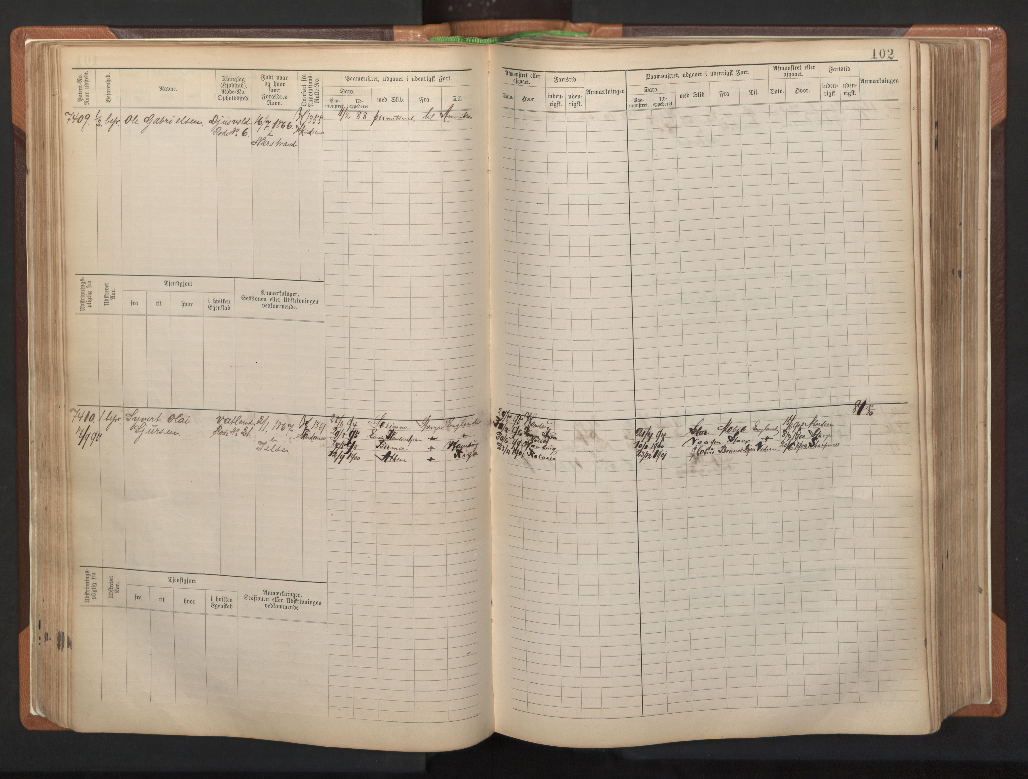 Stavanger sjømannskontor, AV/SAST-A-102006/F/Fb/Fbb/L0012: Sjøfartshovedrulle, patentnr. 7207-8158, 1894-1904, p. 105