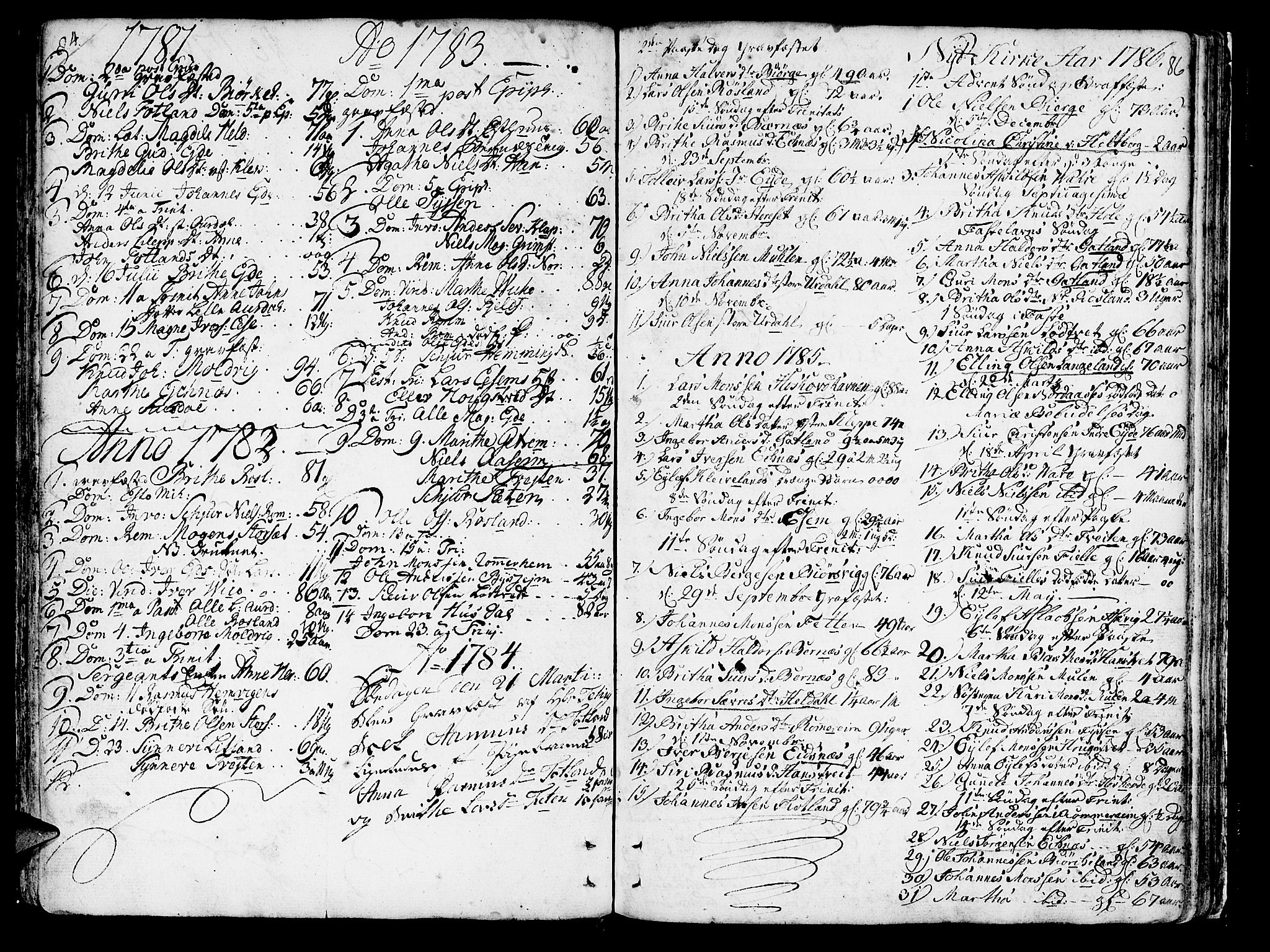 Hosanger sokneprestembete, SAB/A-75801/H/Haa: Parish register (official) no. A 2 /1, 1766-1793, p. 86