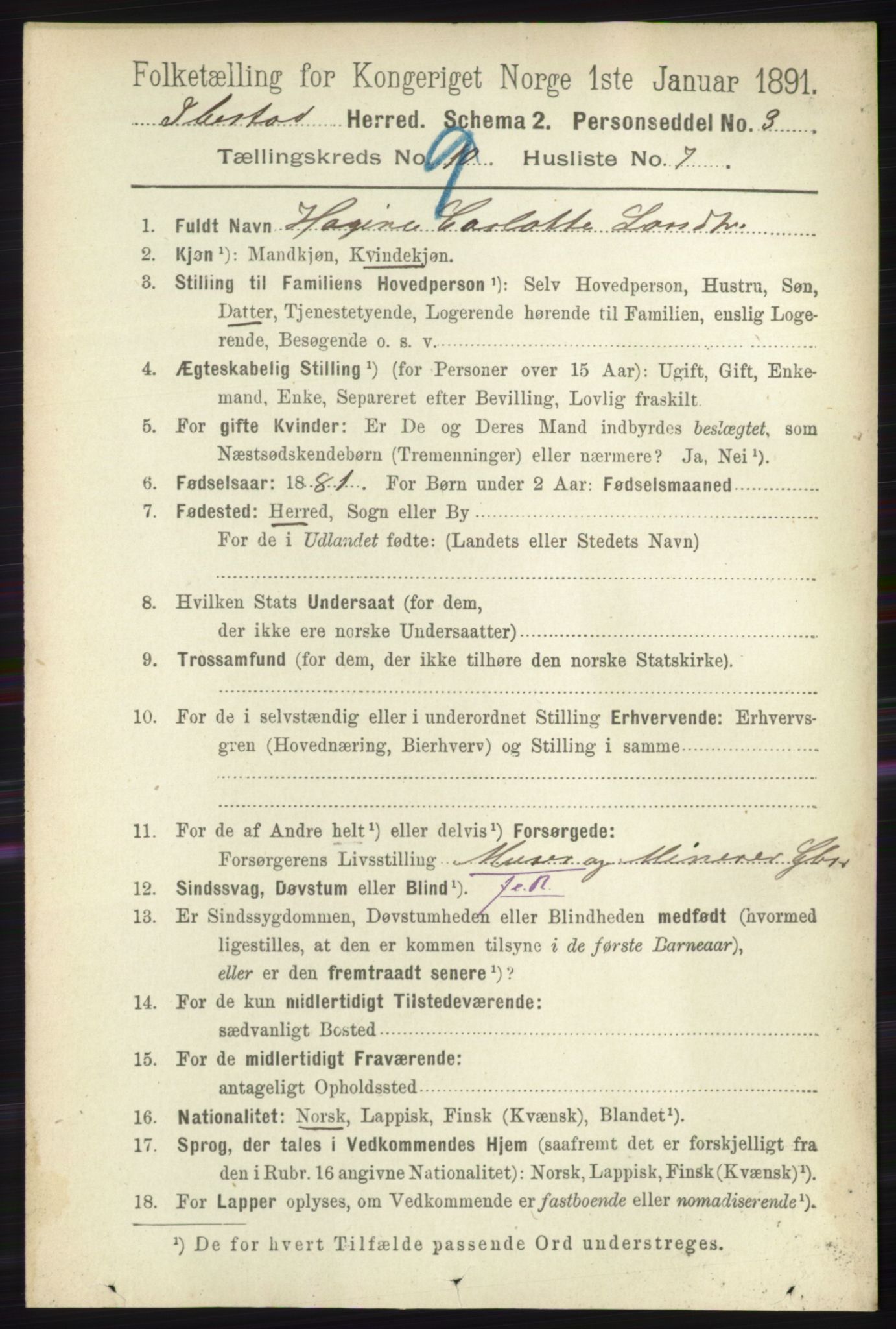 RA, 1891 census for 1917 Ibestad, 1891, p. 6026