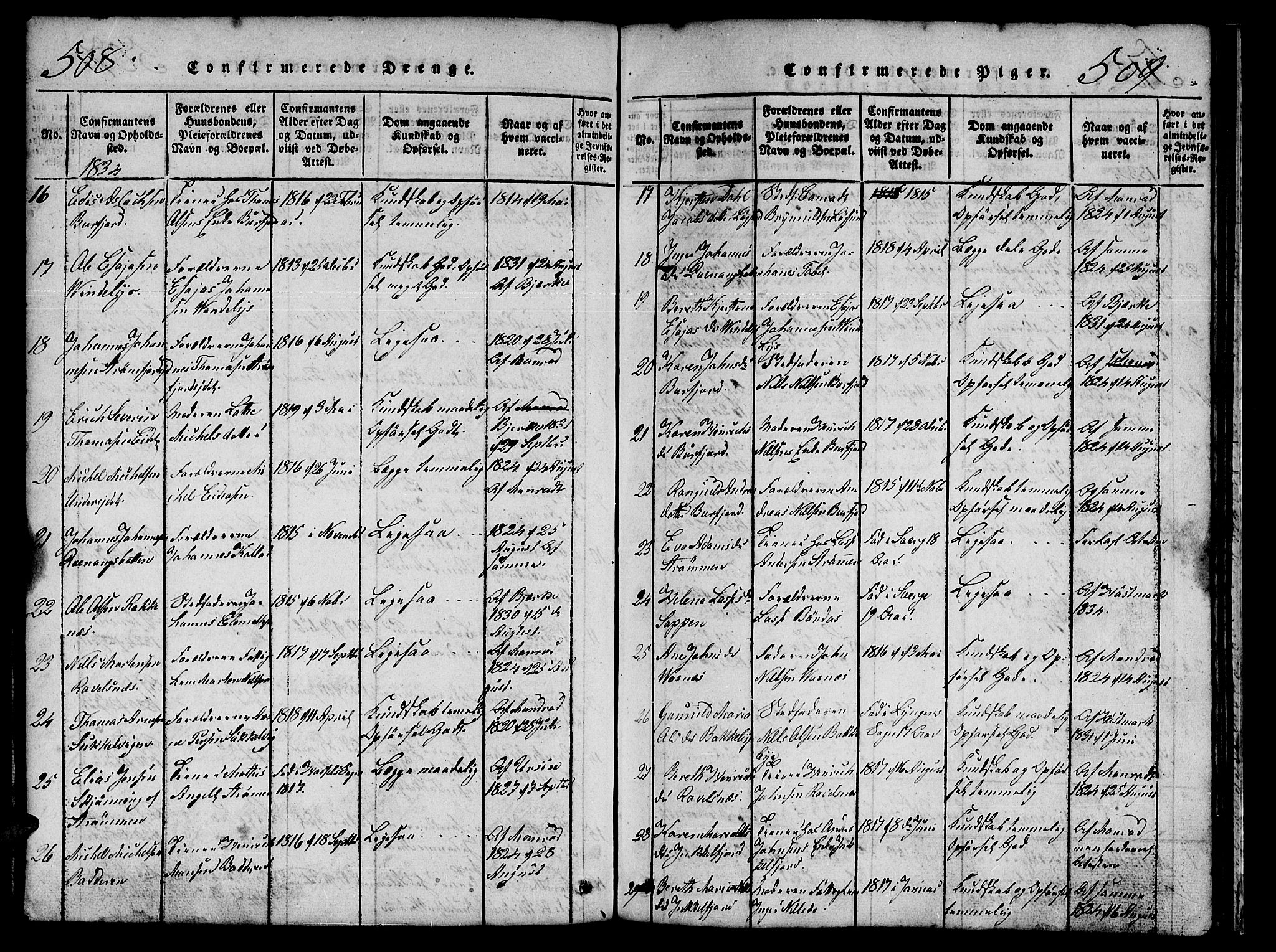 Skjervøy sokneprestkontor, AV/SATØ-S-1300/H/Ha/Hab/L0001klokker: Parish register (copy) no. 1, 1825-1838, p. 508-509