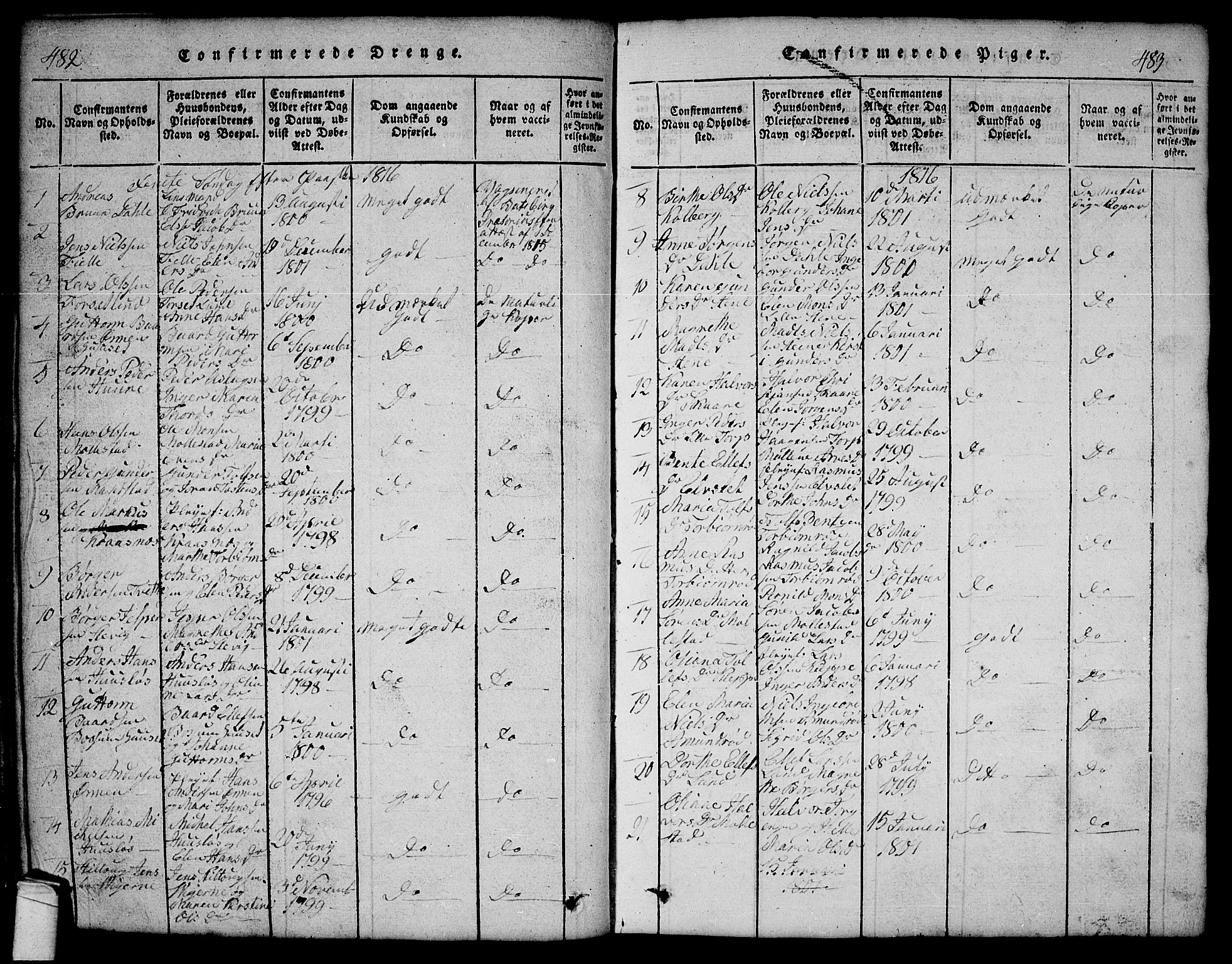 Onsøy prestekontor Kirkebøker, SAO/A-10914/G/Ga/L0001: Parish register (copy) no. I 1, 1814-1840, p. 482-483