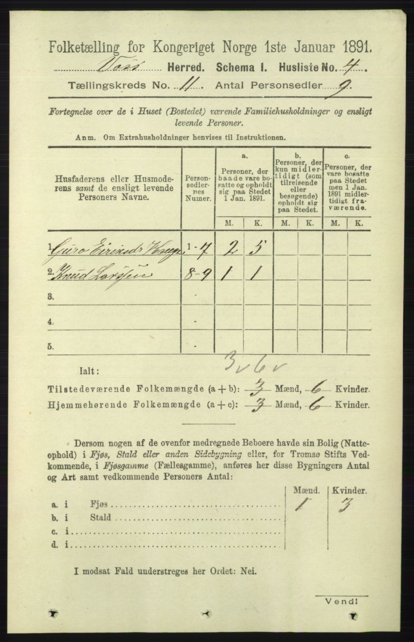 RA, 1891 census for 1235 Voss, 1891, p. 5728