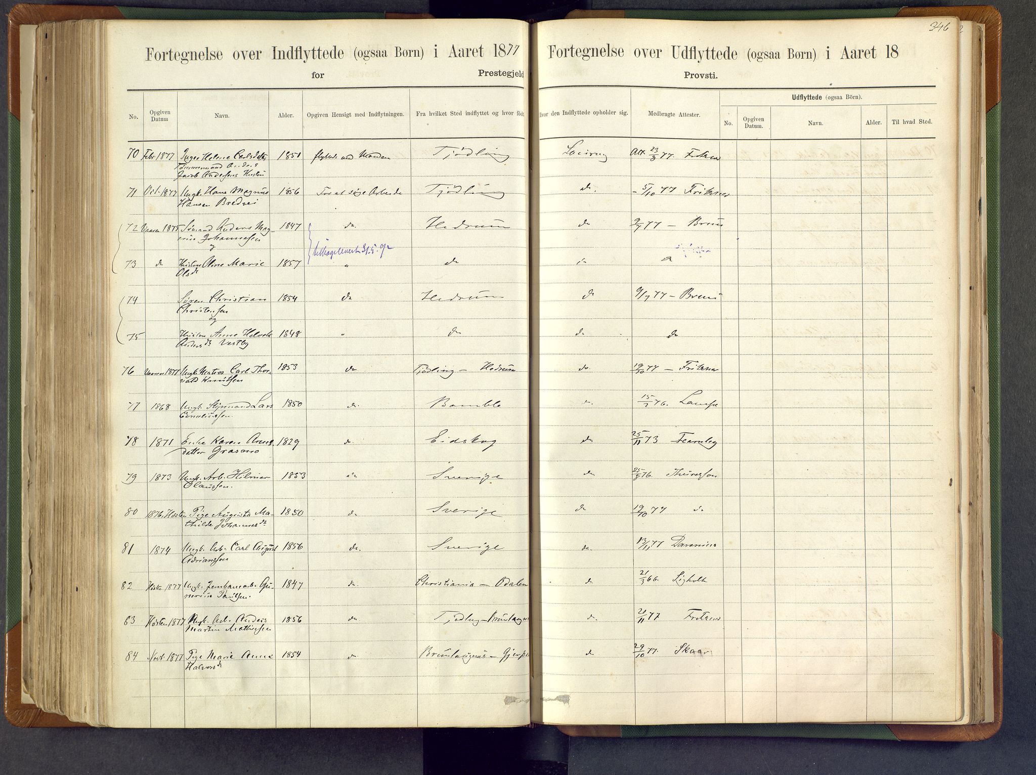 Larvik kirkebøker, AV/SAKO-A-352/F/Fa/L0007: Parish register (official) no. I 7, 1871-1883, p. 346