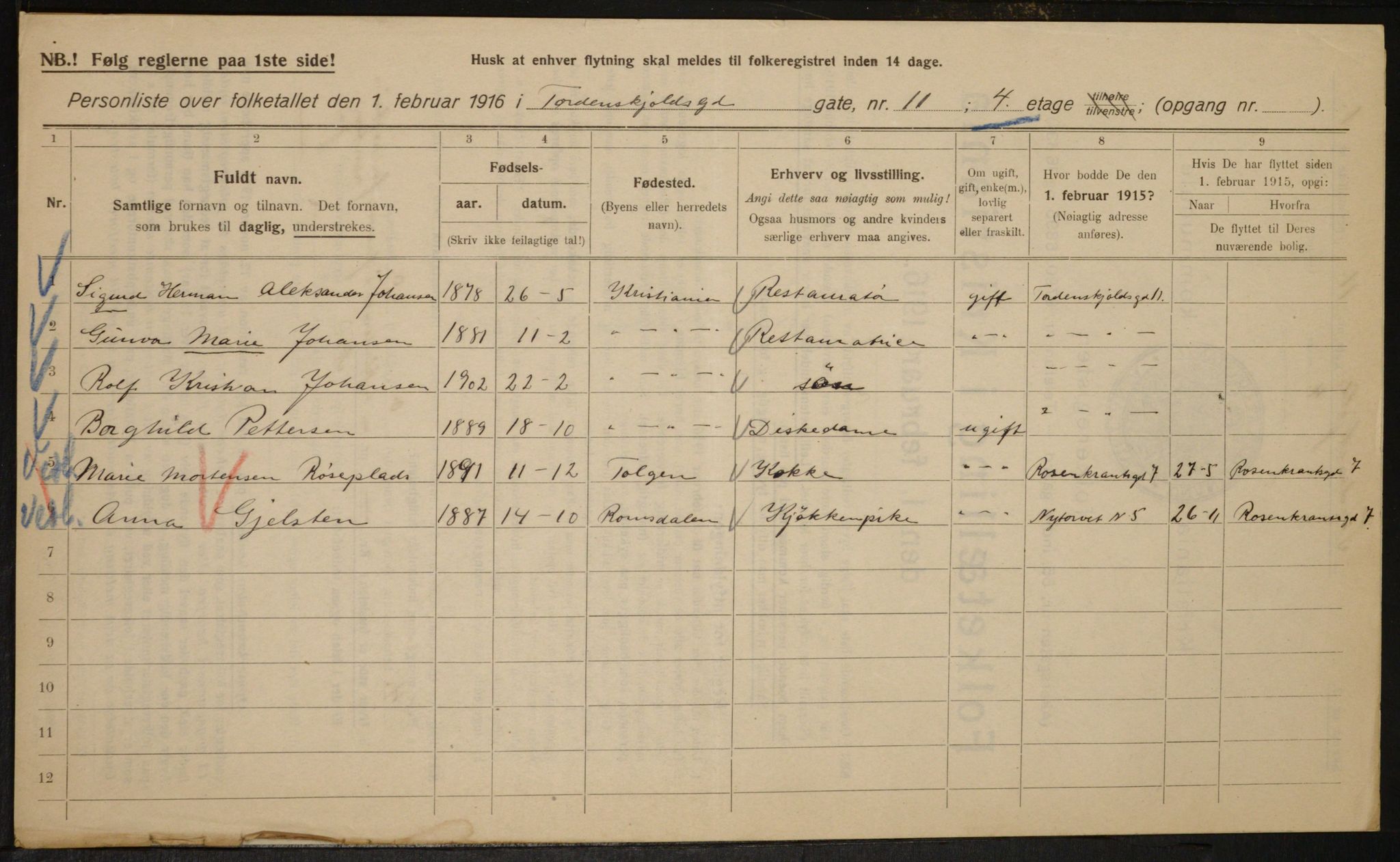 OBA, Municipal Census 1916 for Kristiania, 1916, p. 117034