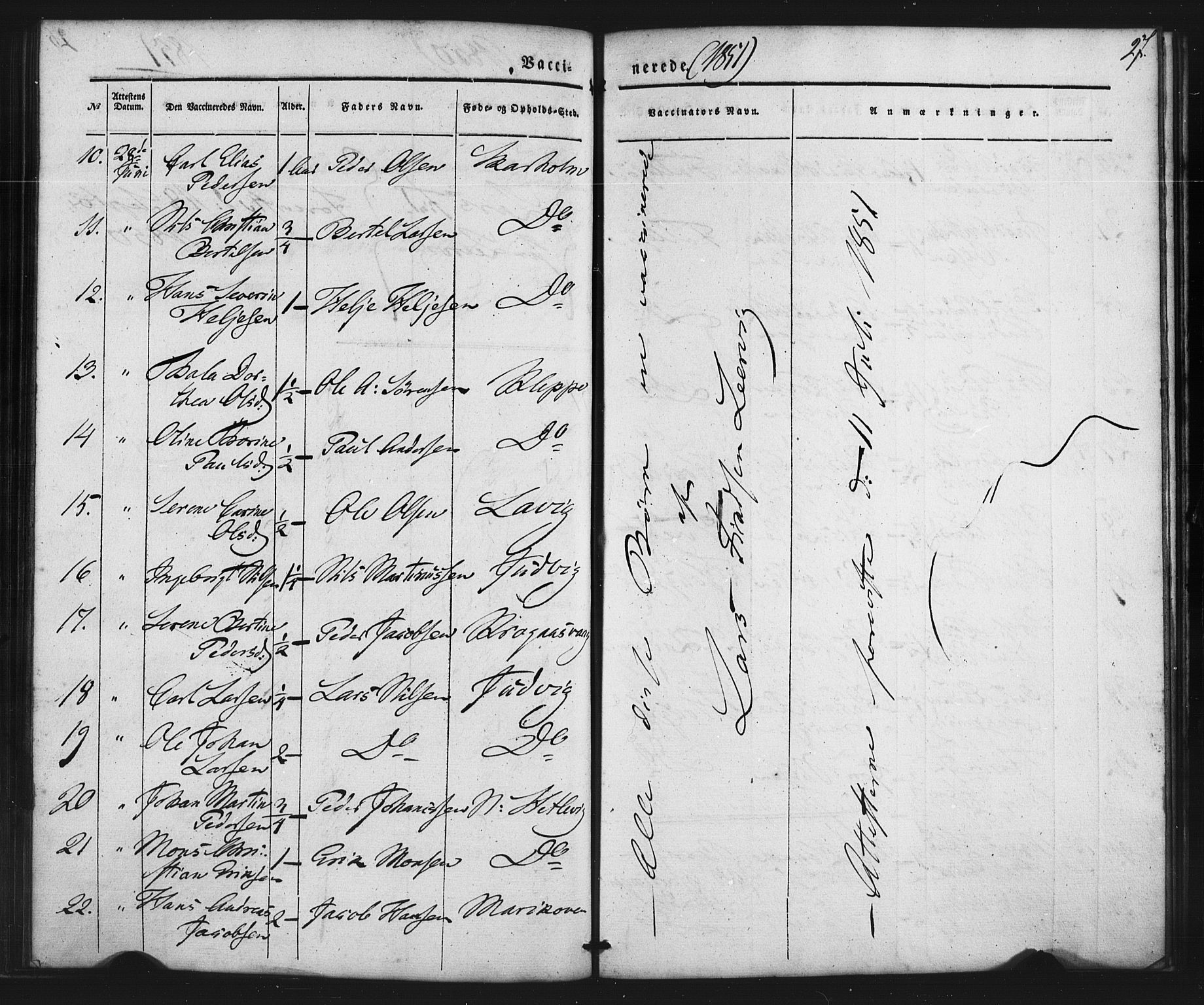 Askøy Sokneprestembete, SAB/A-74101/H/Ha/Haa/Haaa/L0011: Parish register (official) no. A 11, 1846-1856, p. 27