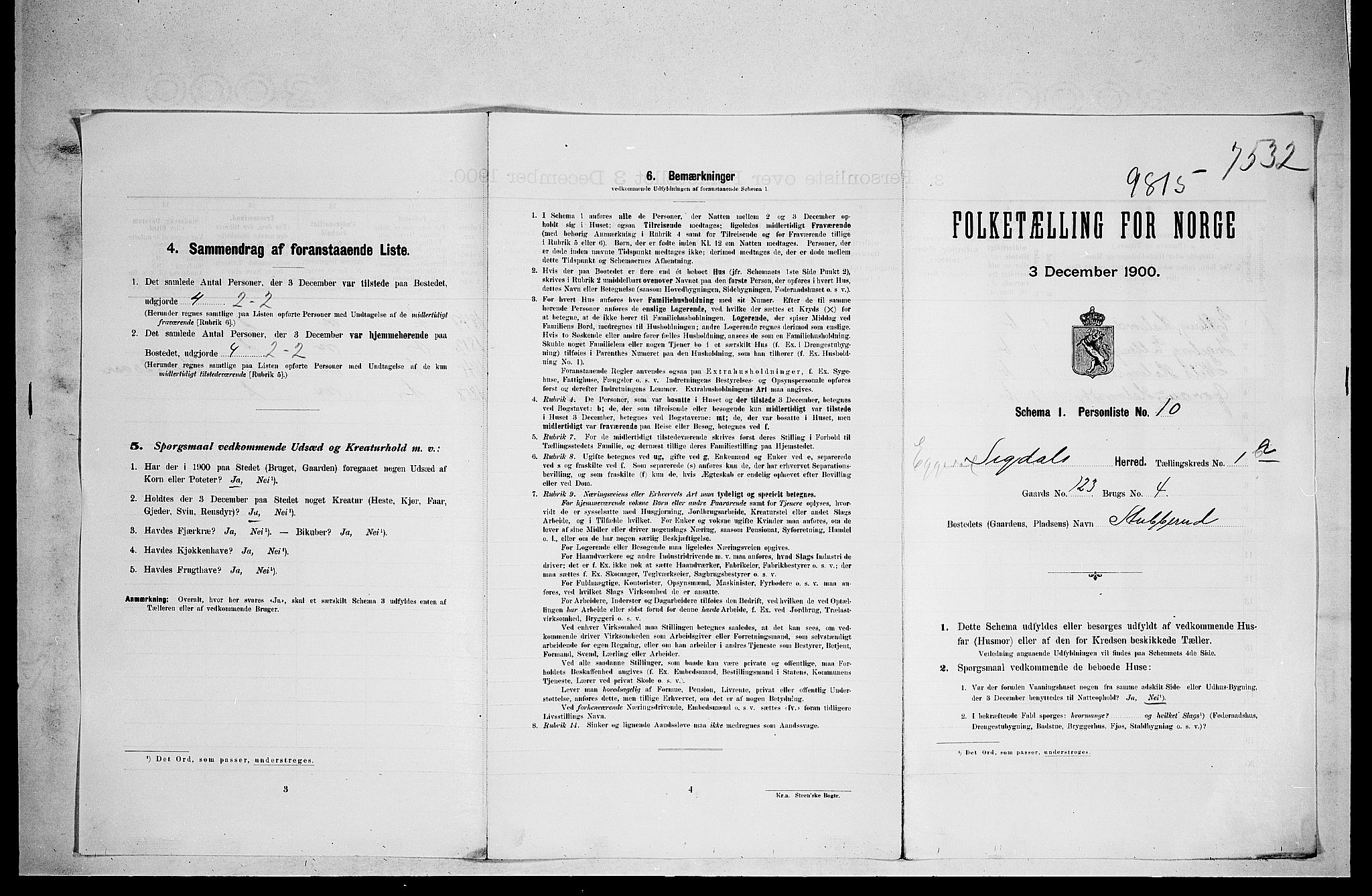 RA, 1900 census for Sigdal, 1900, p. 1818