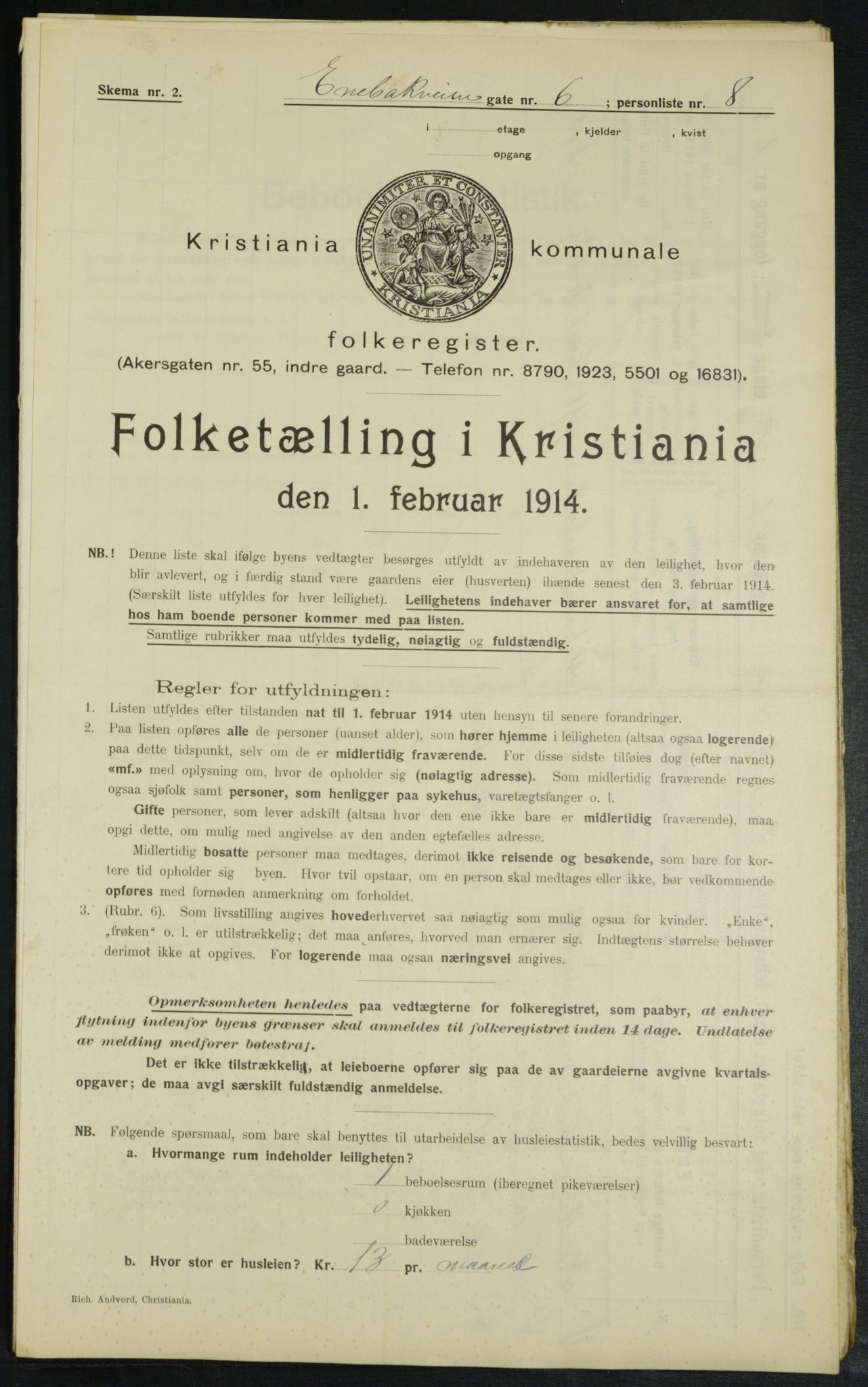 OBA, Municipal Census 1914 for Kristiania, 1914, p. 21213