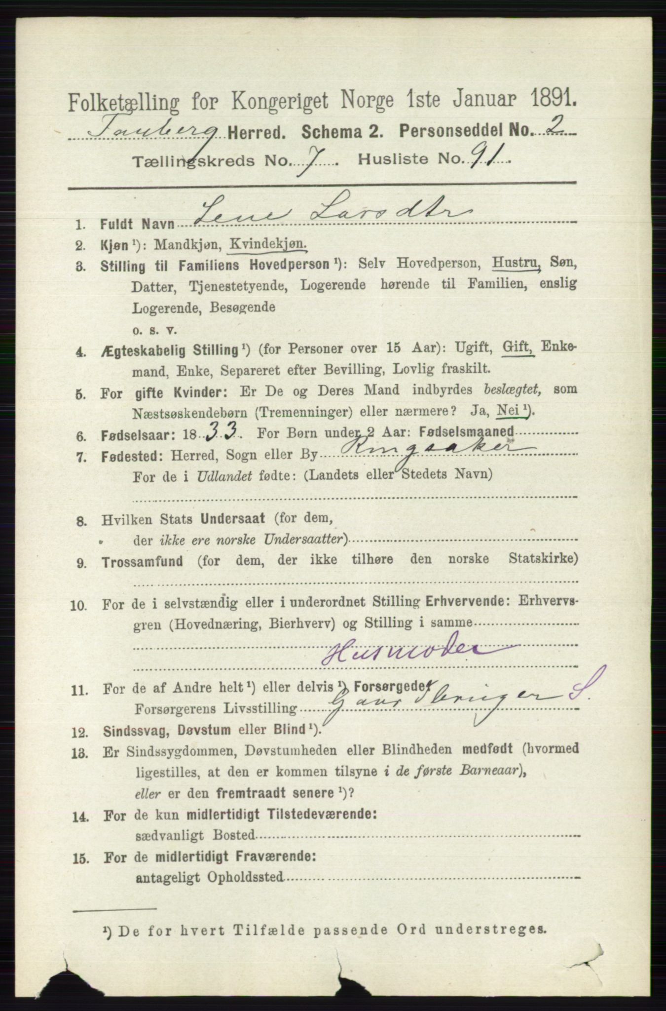 RA, 1891 census for 0524 Fåberg, 1891, p. 3315