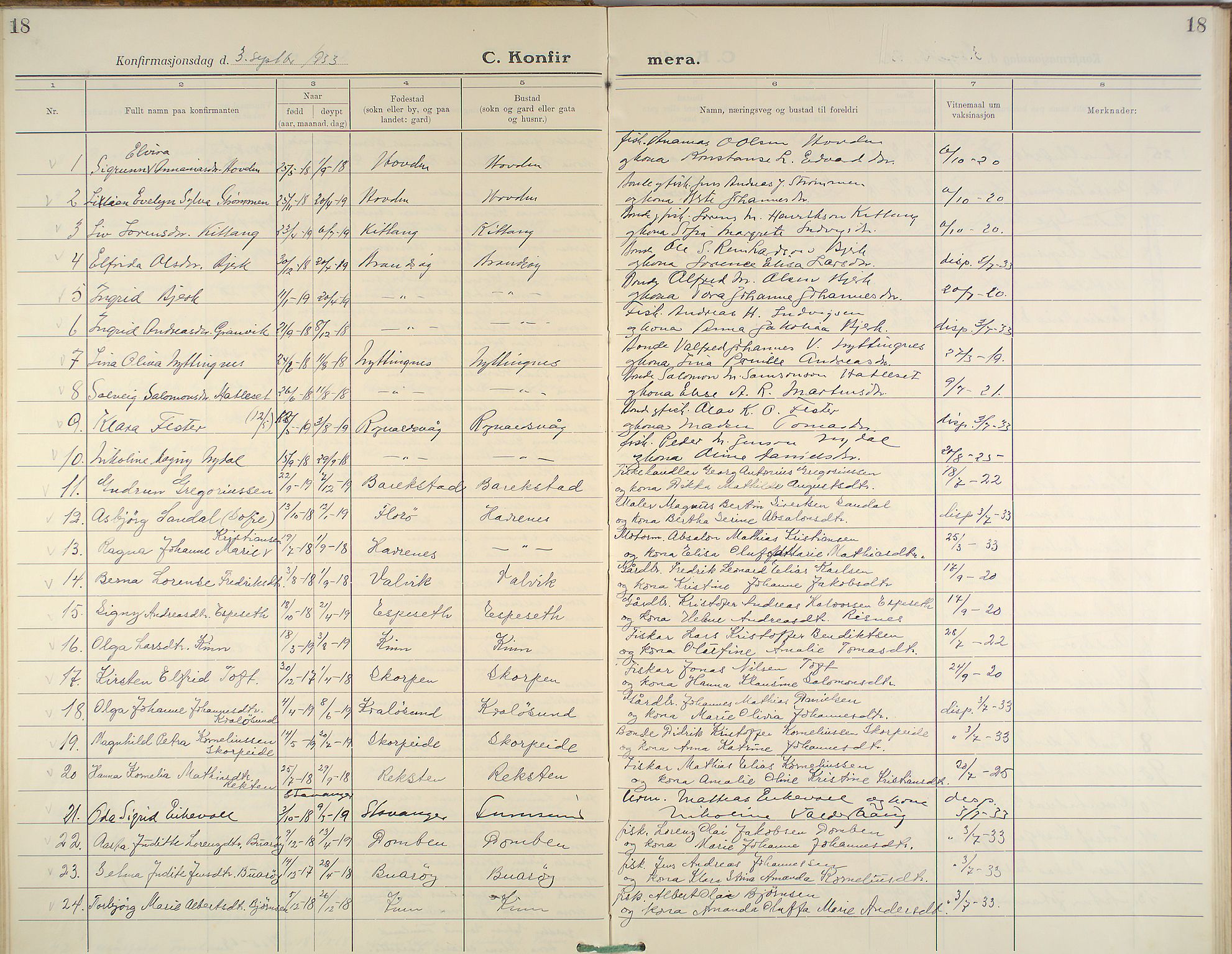 Kinn sokneprestembete, AV/SAB-A-80801/H/Haa/Haab/L0007: Parish register (official) no. B 7, 1926-1964, p. 18