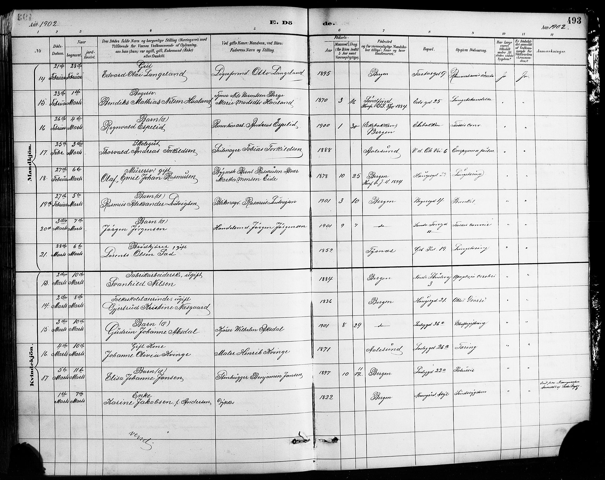 Sandviken Sokneprestembete, AV/SAB-A-77601/H/Hb/L0002: Parish register (copy) no. A 3, 1888-1902, p. 493