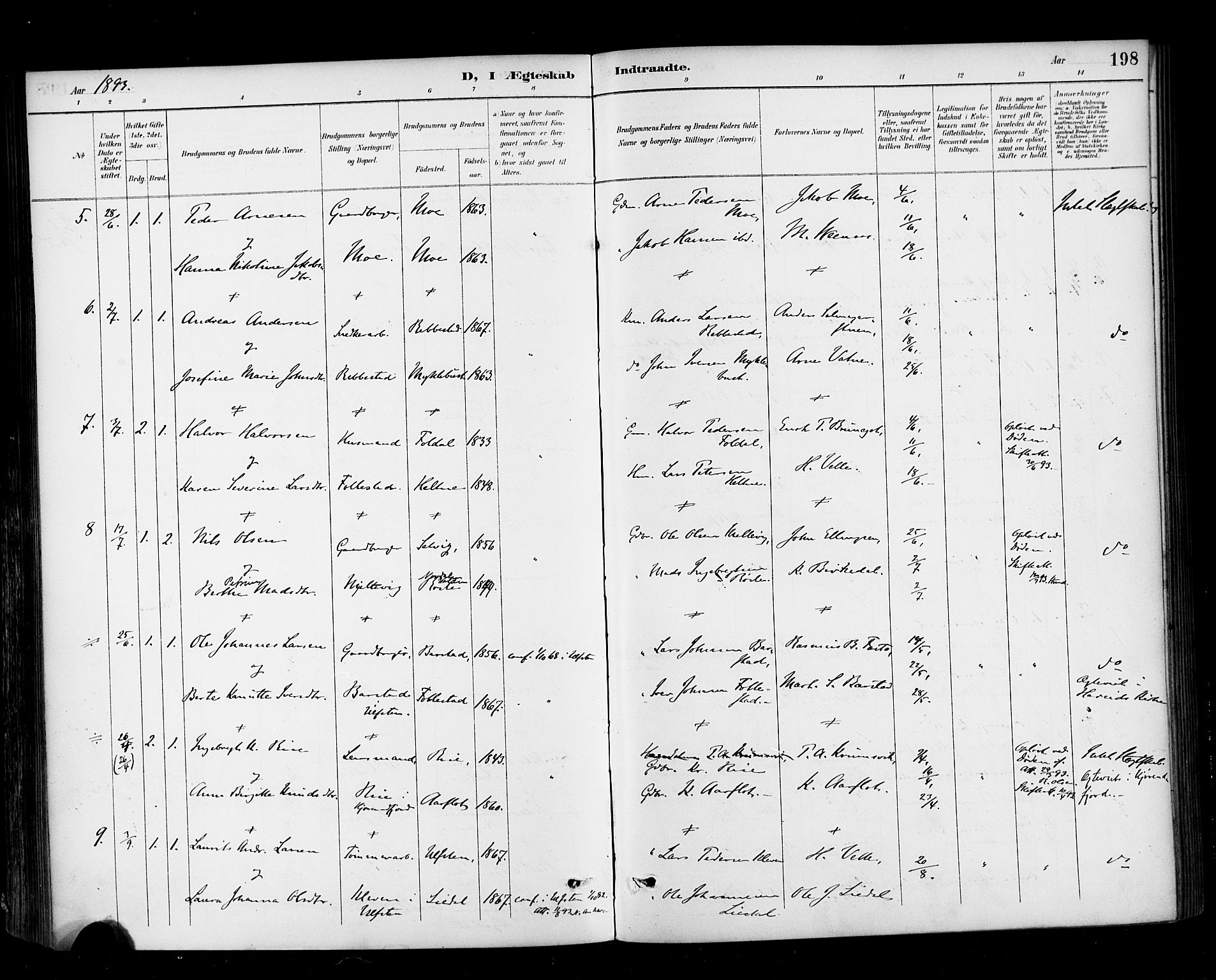 Ministerialprotokoller, klokkerbøker og fødselsregistre - Møre og Romsdal, AV/SAT-A-1454/513/L0177: Parish register (official) no. 513A04, 1890-1906, p. 198