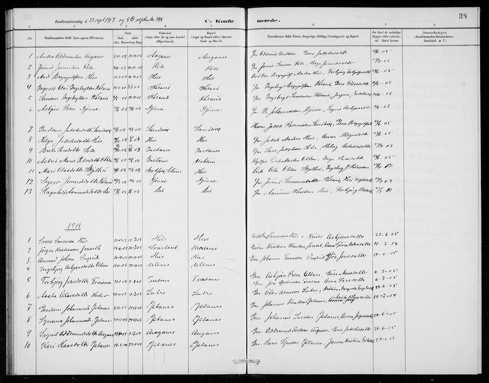 Ullensvang sokneprestembete, SAB/A-78701/H/Hab: Parish register (copy) no. E  8, 1887-1923, p. 38
