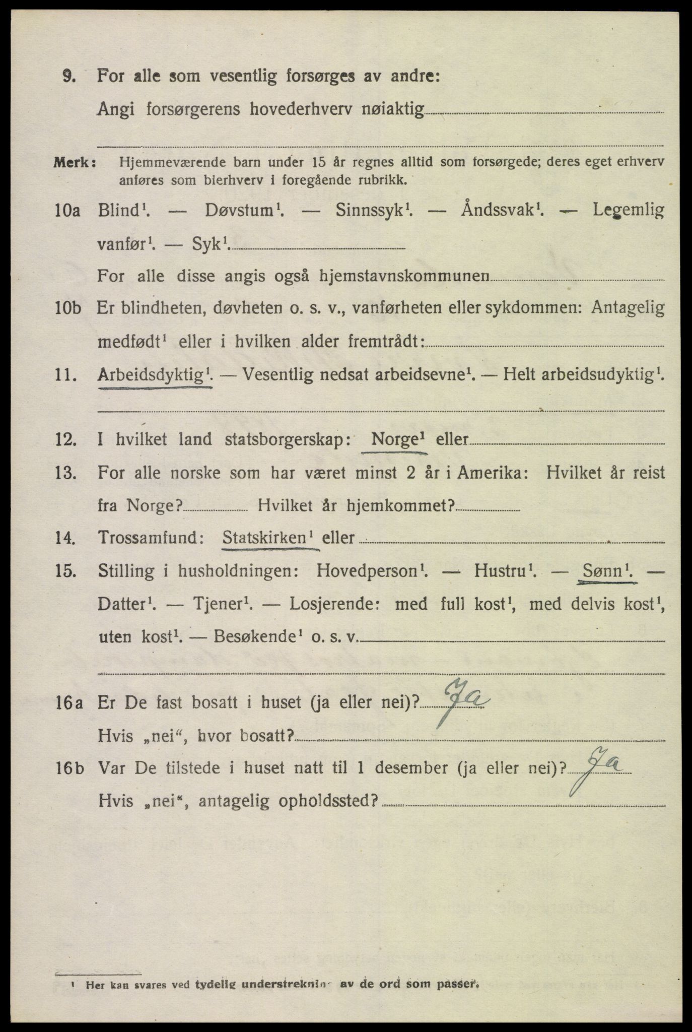 SAK, 1920 census for Vennesla, 1920, p. 4499