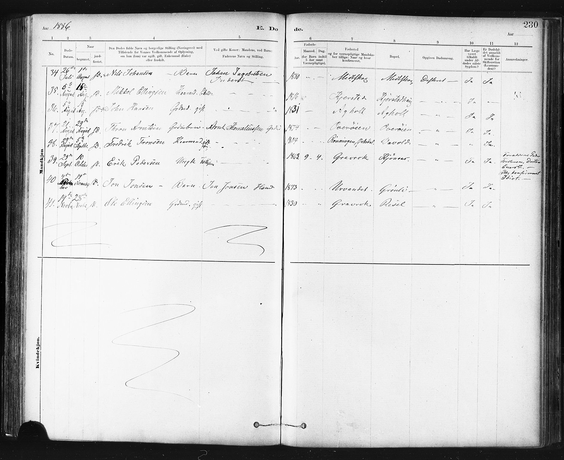 Ministerialprotokoller, klokkerbøker og fødselsregistre - Sør-Trøndelag, SAT/A-1456/672/L0857: Parish register (official) no. 672A09, 1882-1893, p. 230