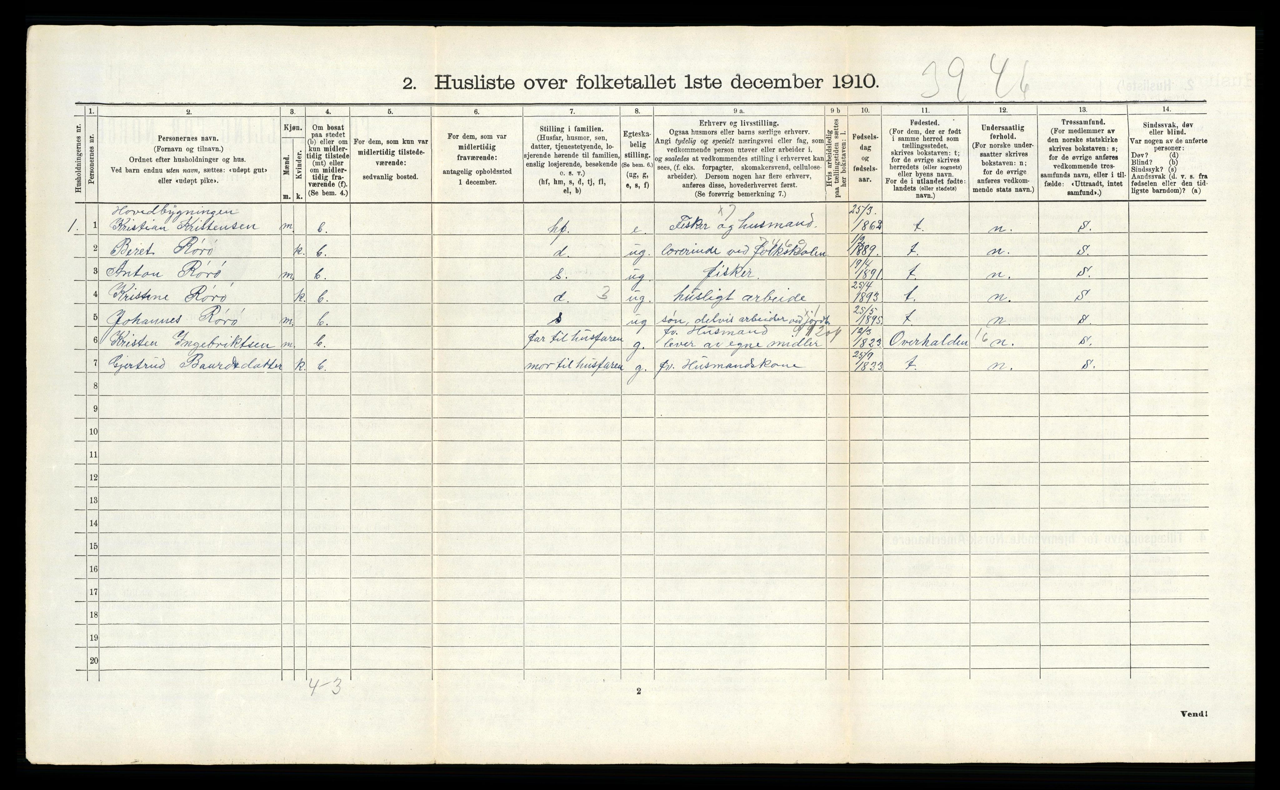 RA, 1910 census for Vega, 1910, p. 195