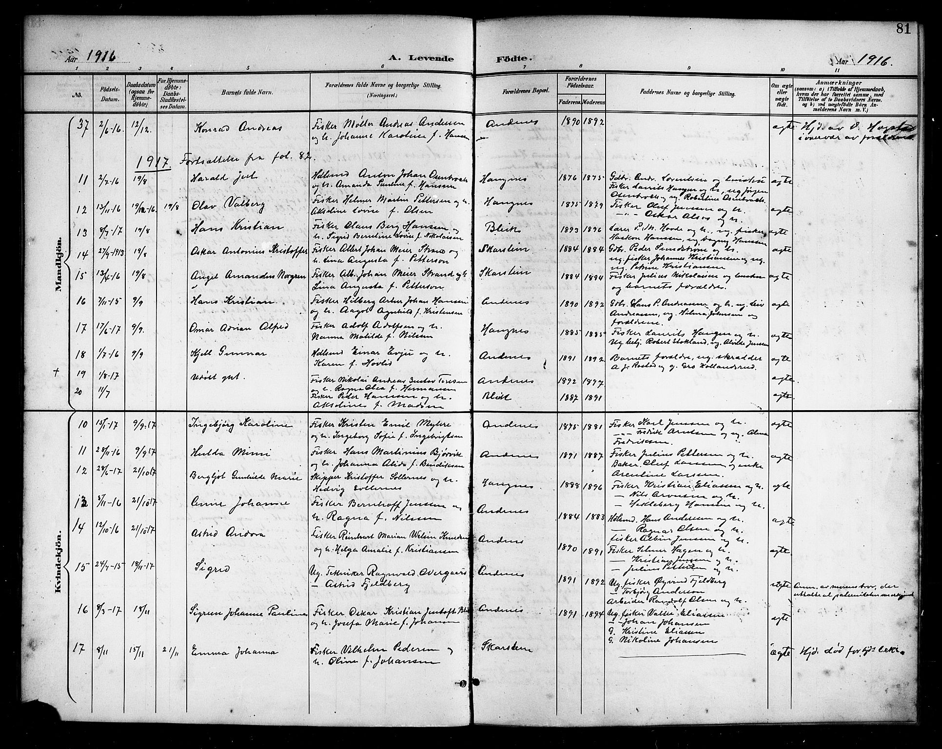 Ministerialprotokoller, klokkerbøker og fødselsregistre - Nordland, SAT/A-1459/899/L1449: Parish register (copy) no. 899C04, 1900-1918, p. 81