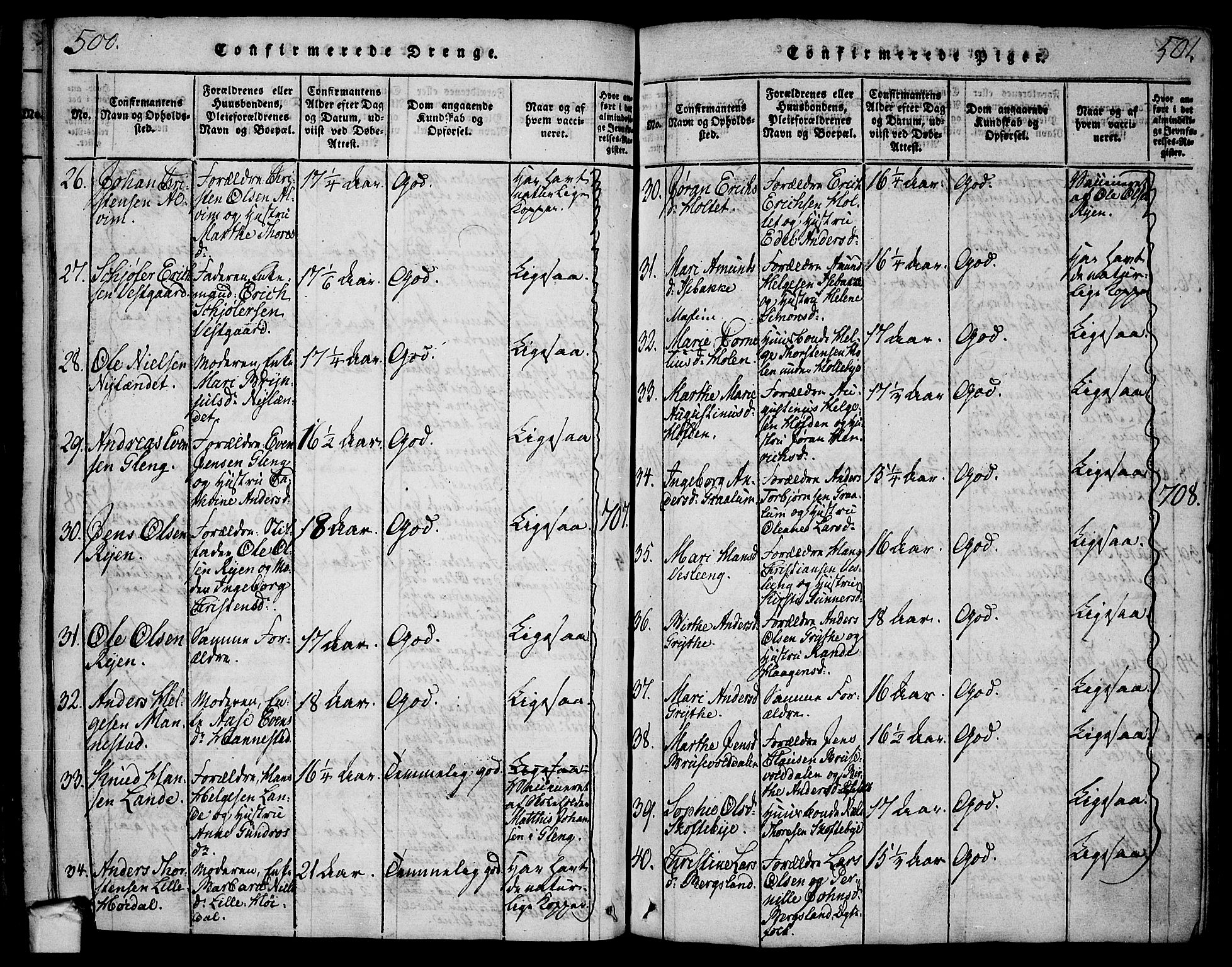 Tune prestekontor Kirkebøker, SAO/A-2007/F/Fa/L0005: Parish register (official) no. 5, 1815-1823, p. 500-501