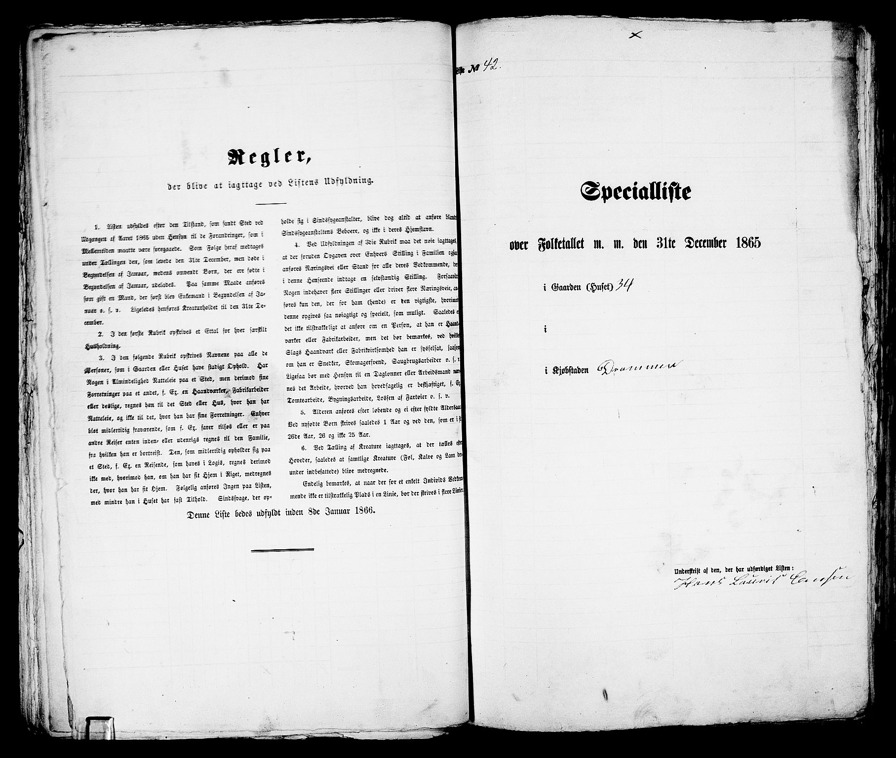 RA, 1865 census for Bragernes in Drammen, 1865, p. 101